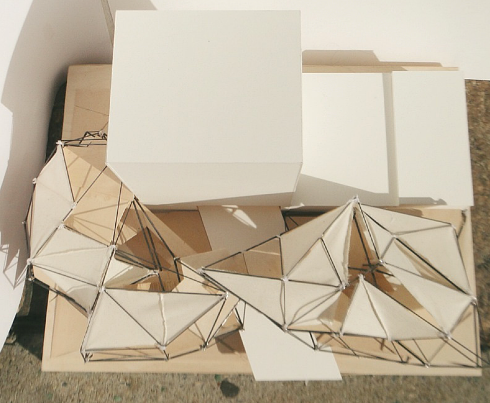 Push and pull while creating balance, hence eliminating mundane walls, windows and doors. Alternating motions between dancers- tension between fabric and wire, non linear framework of thought to create new design approaches-expand the limits of
