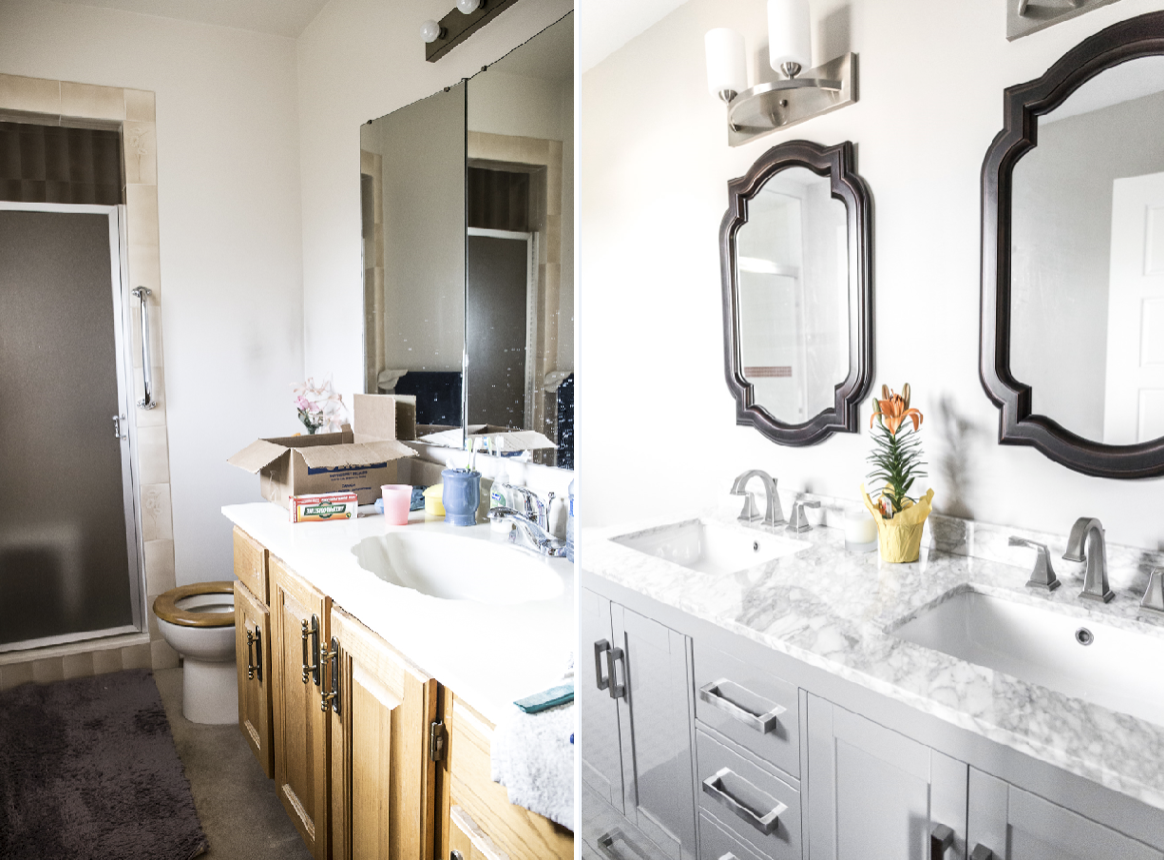 Before and after shots of the revamped ensuite