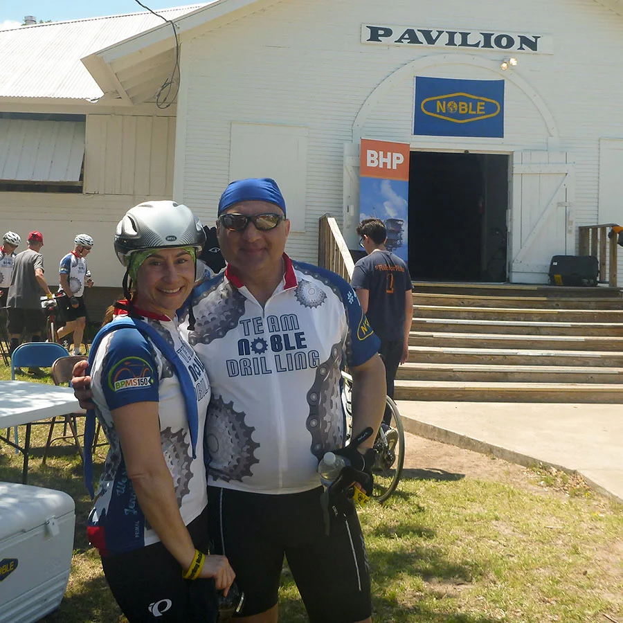 Rita and Nabil Joubran relax at the Noble pavilion after day one of the ride.
