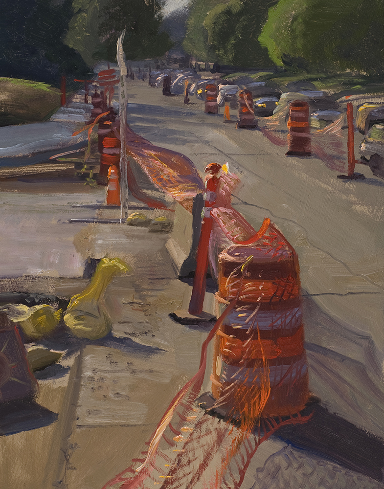   Cones  10 x 8 oil on panel   No highway or major road construction would be complete without these babies. 