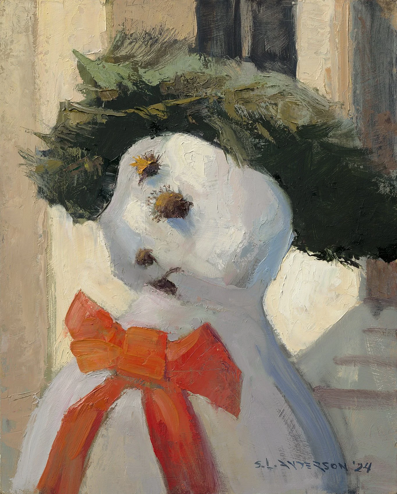   Snowfolk 42, One Eye,  24 × 18” oil on panel 