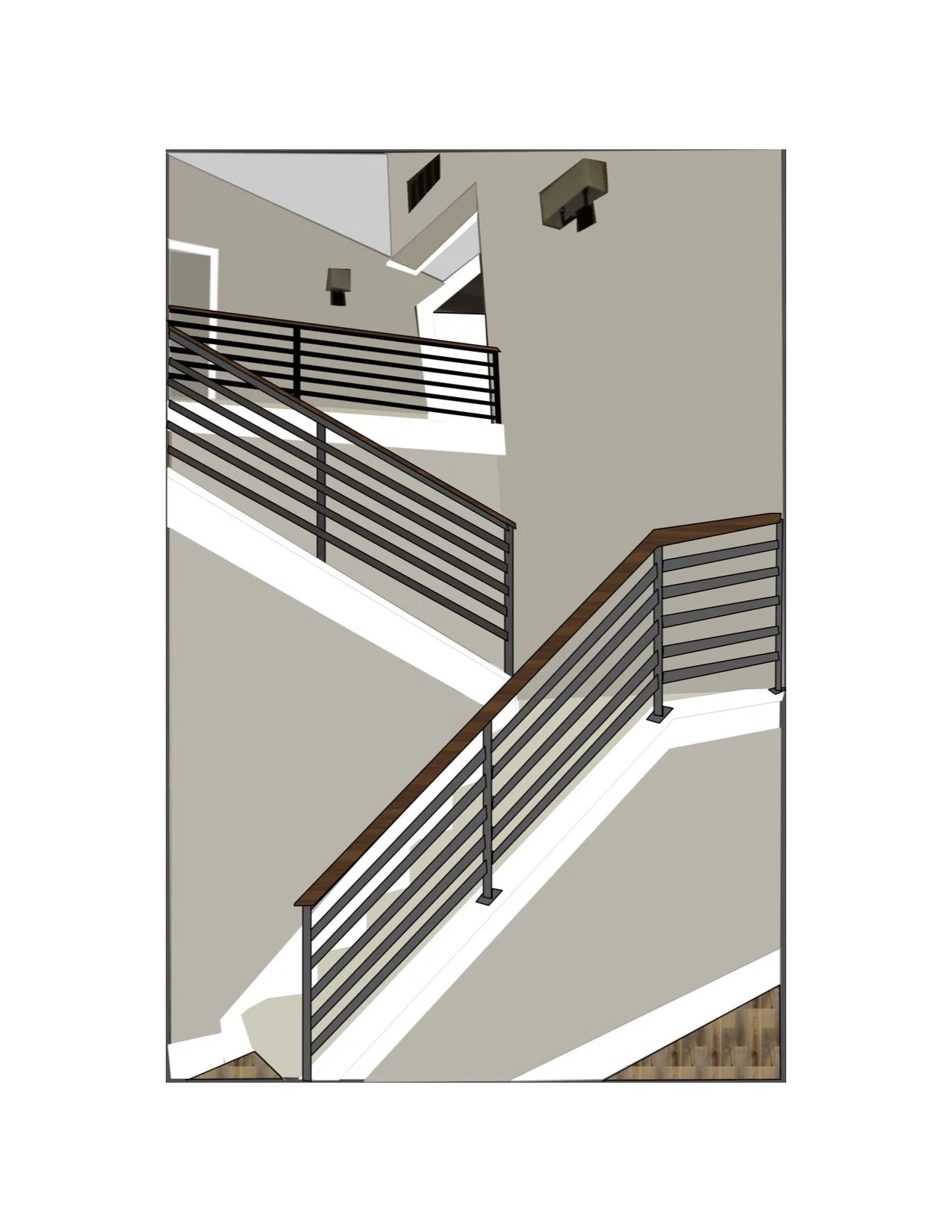 Planned stairway 3D rendering