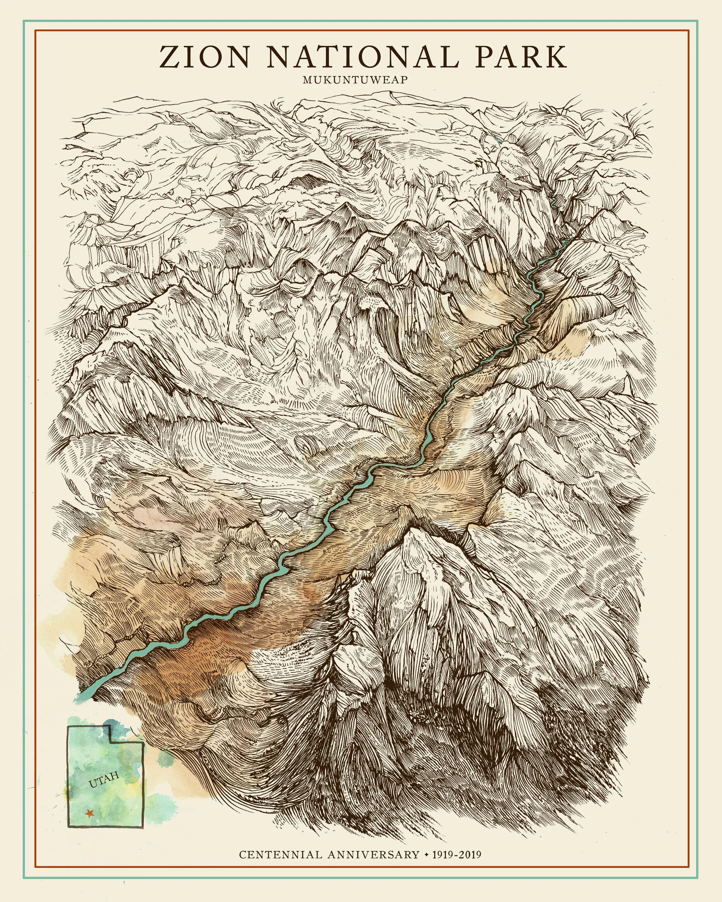 Zion National Park Centennial 16x20 Signed Giclee Print