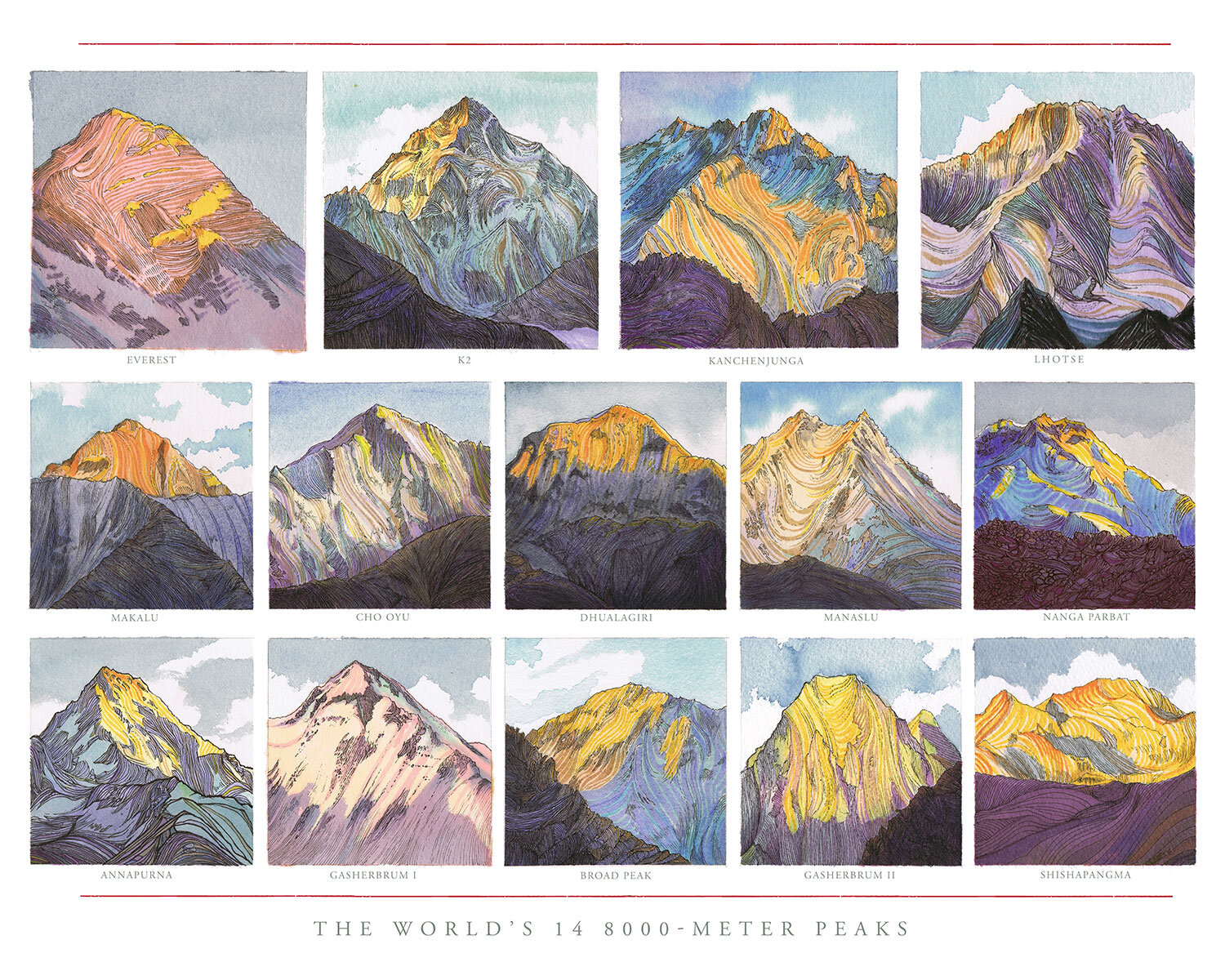 8000M Peaks 20x16 Signed Giclée Print
