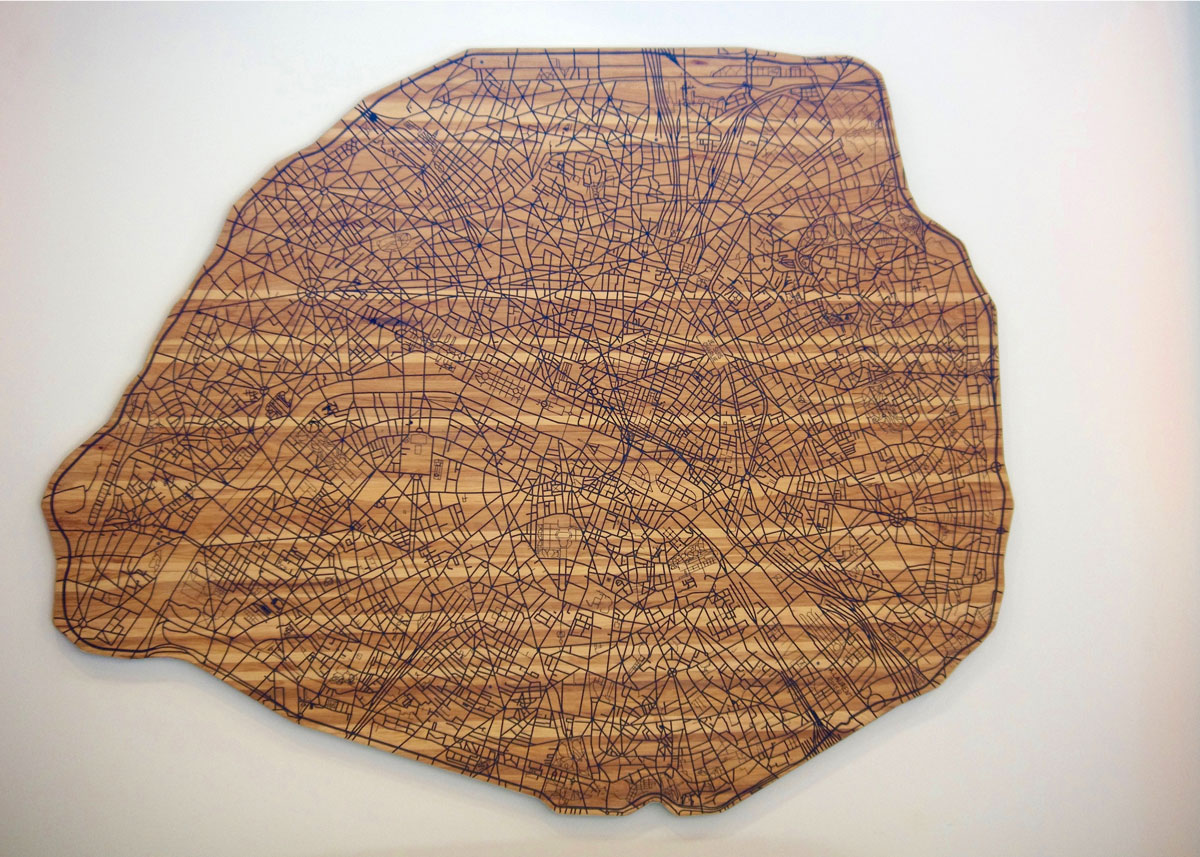 Alexis Laurent city map on tree trunk