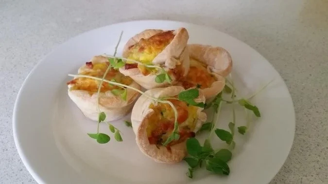 Zucchini and ham mini quiches