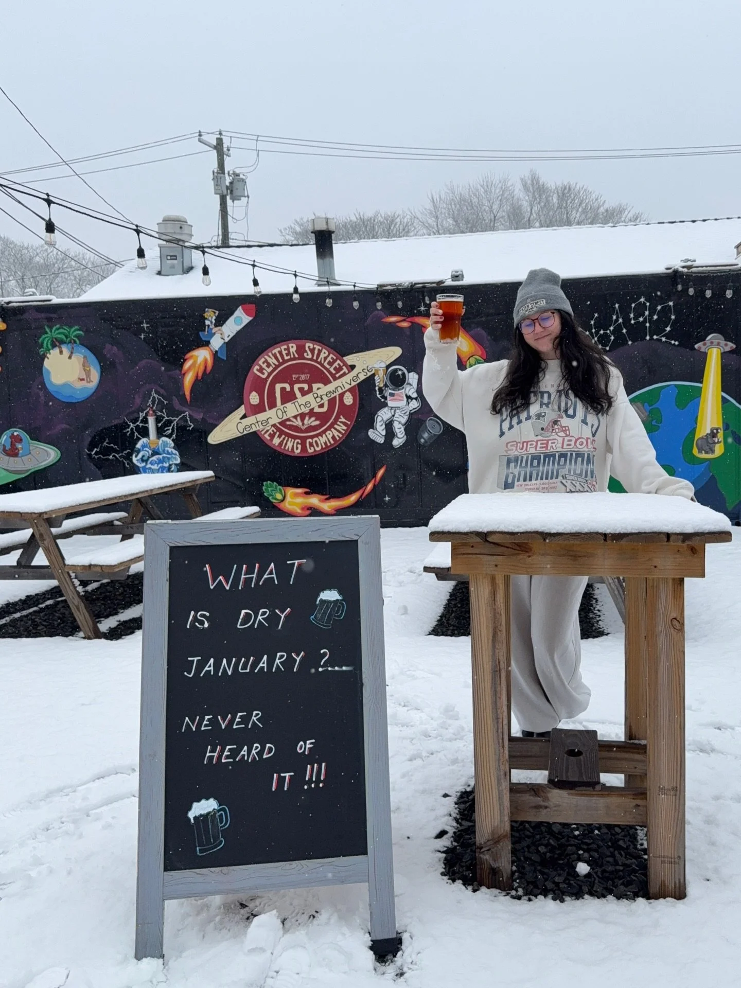 Cheers to those who DON&rsquo;T celebrate 🍻✨

We would love to keep you dry from the snow, but not our delicious beer, wine, cider &amp; canned cocktails 😎

OPEN 12-5 TODAY