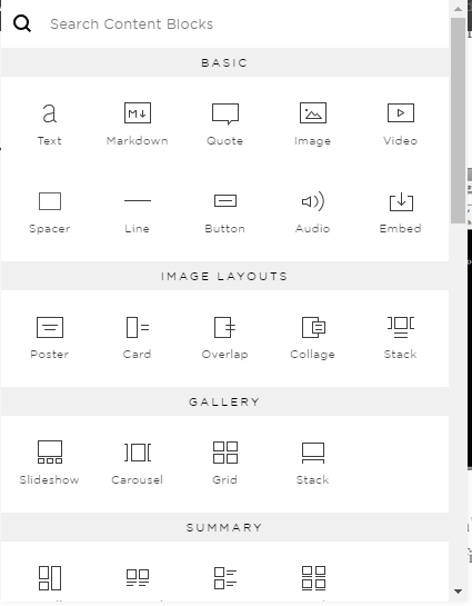7. Left-click on the tear drop and select the "Audio" block under the Basic heading.