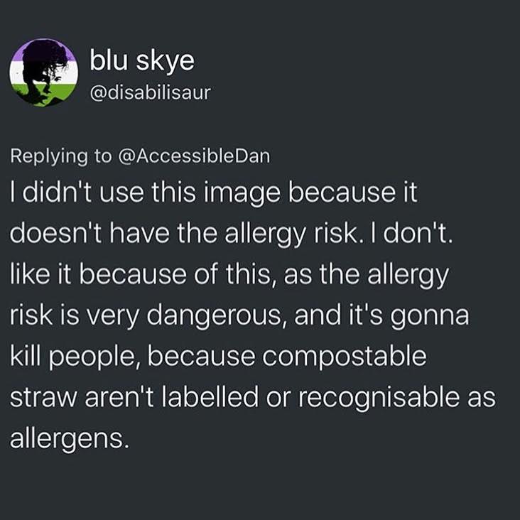 Here's someone replying to that image. I had no idea some people could be allergic to straw material. But alright. We can still work with this.