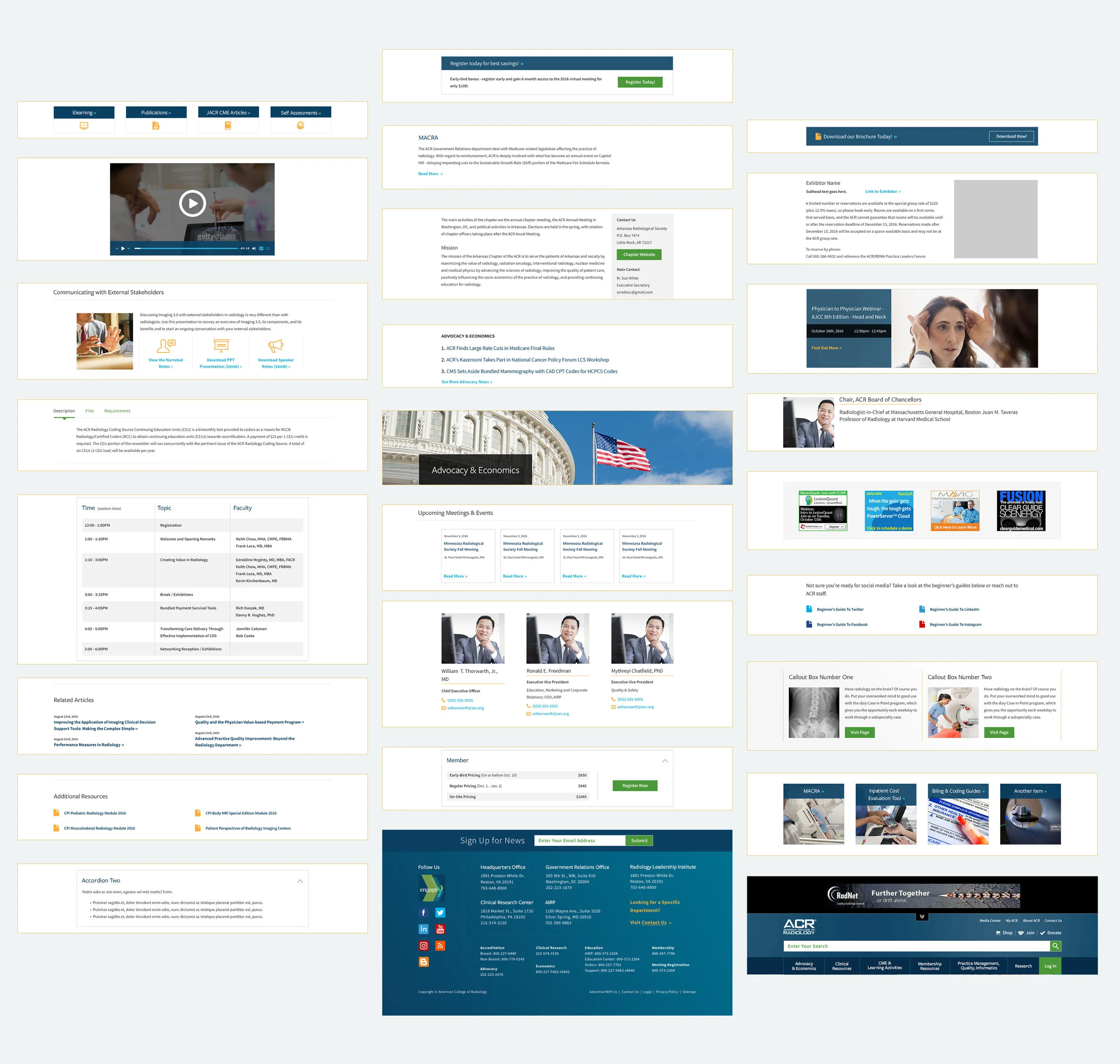 Some of the modules from the design system