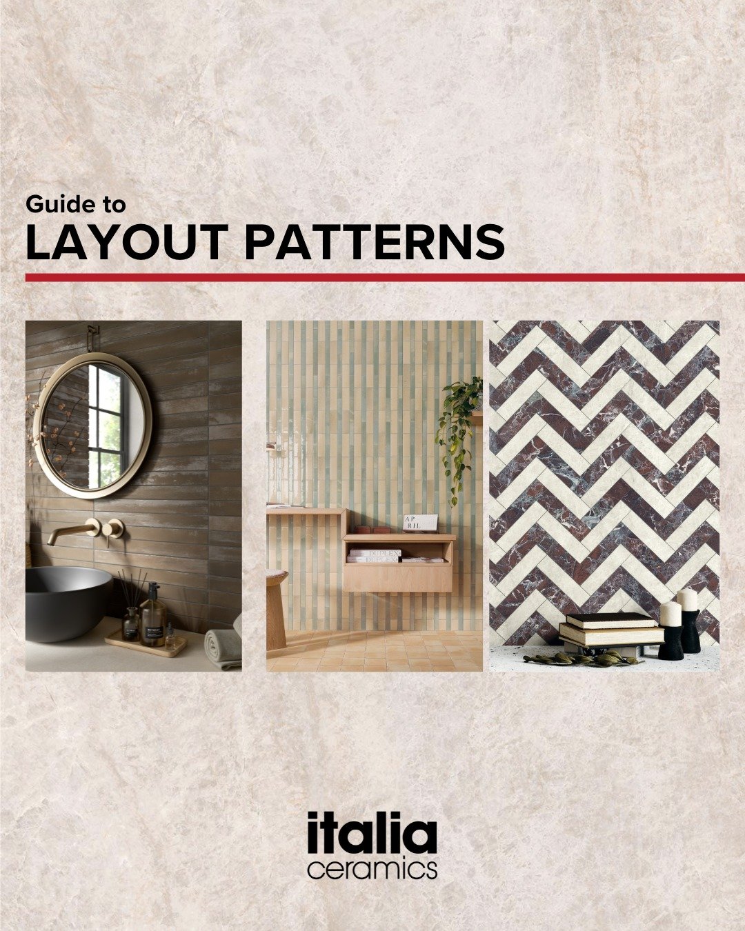 𝗠𝗮𝘀𝘁𝗲𝗿 𝘁𝗵𝗲 𝗽𝗮𝘁𝘁𝗲𝗿𝗻. 𝗘𝗹𝗲𝘃𝗮𝘁𝗲 𝘁𝗵𝗲 𝘀𝗽𝗮𝗰𝗲.

From herringbone to offset, stacked, and more, this simple guide breaks down the different ways to lay subway tiles and shows how each pattern can transform the look and feel of y