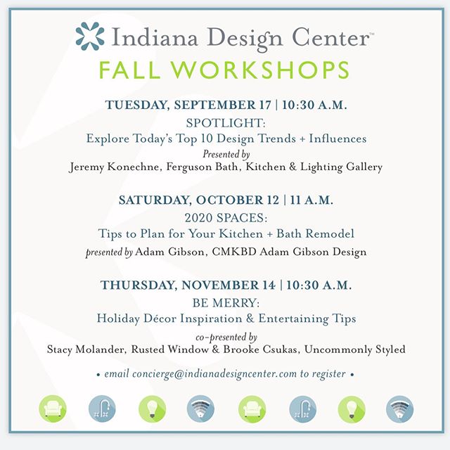Thrilled to co-host the @indianadesigncenter 🌲 Holiday Entertaining 🍽 workshop this year with ever talented Stacy of @rustedwindow  it&rsquo;s going to BE MERRY! 🖤Come join US! 📅 W O R K S H O P S:
Join us for the IDC&rsquo;s fall Designer On Cal