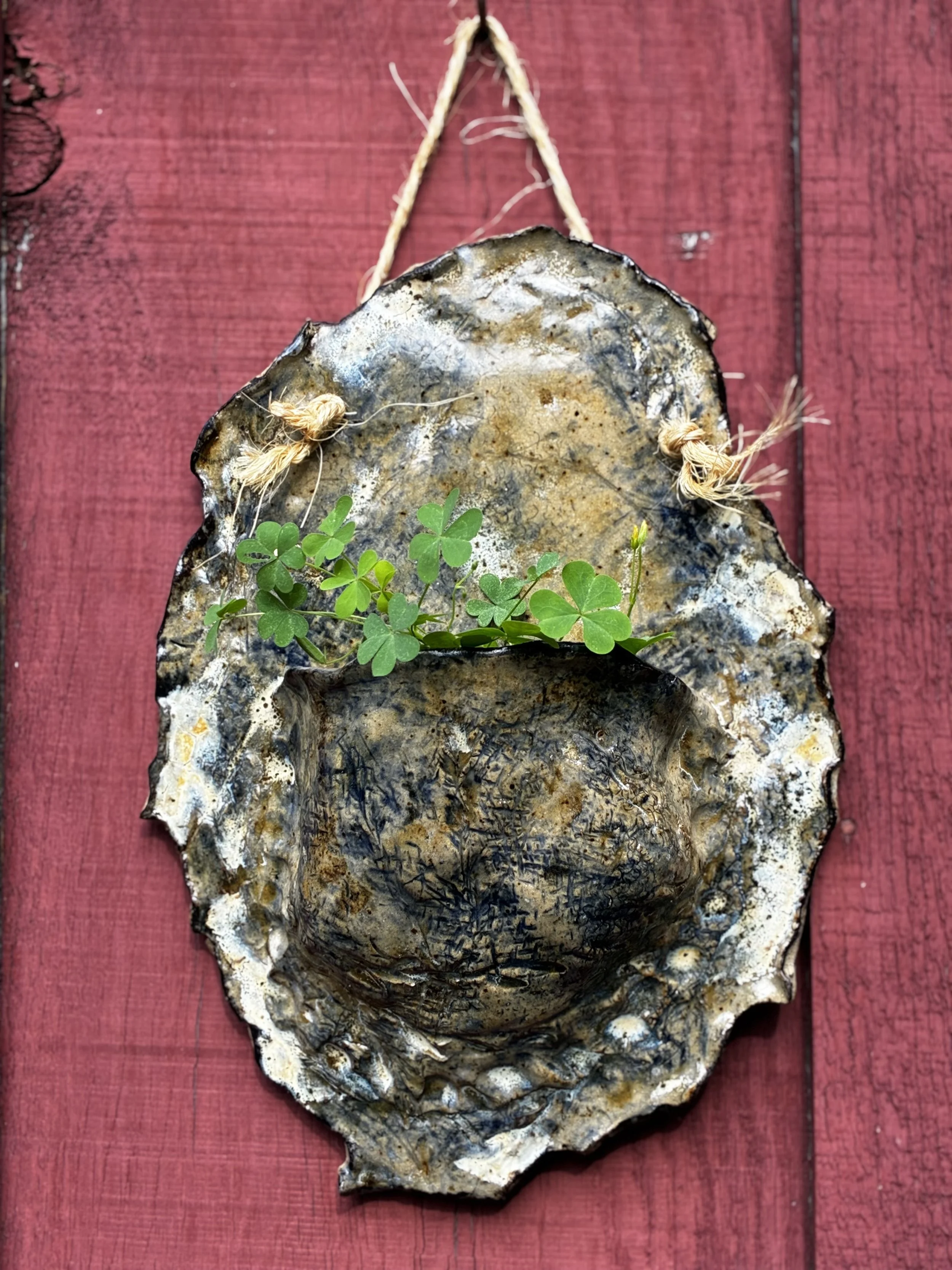 Retro 1970s Stoneware Wall Pocket with M.J. McFalls 