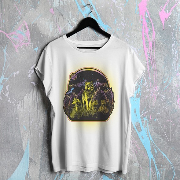 placement print concept for Voo Doo Dolls back in the day, this one didn&rsquo;t go ahead but I still 💘 the neon approach to the classic wolf tee 🐺🌚🦉🌈 #tbt #thursdayvibes #thursdaythrowback #throwbackthursday