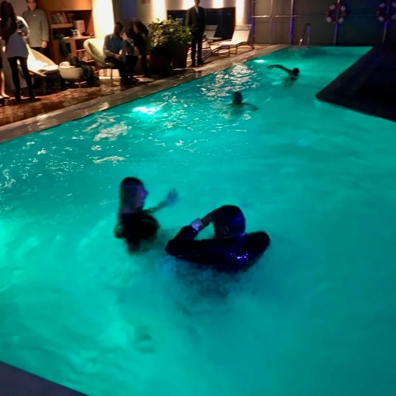 Victory party (yes that's Jacqueline Barrett in the pool)