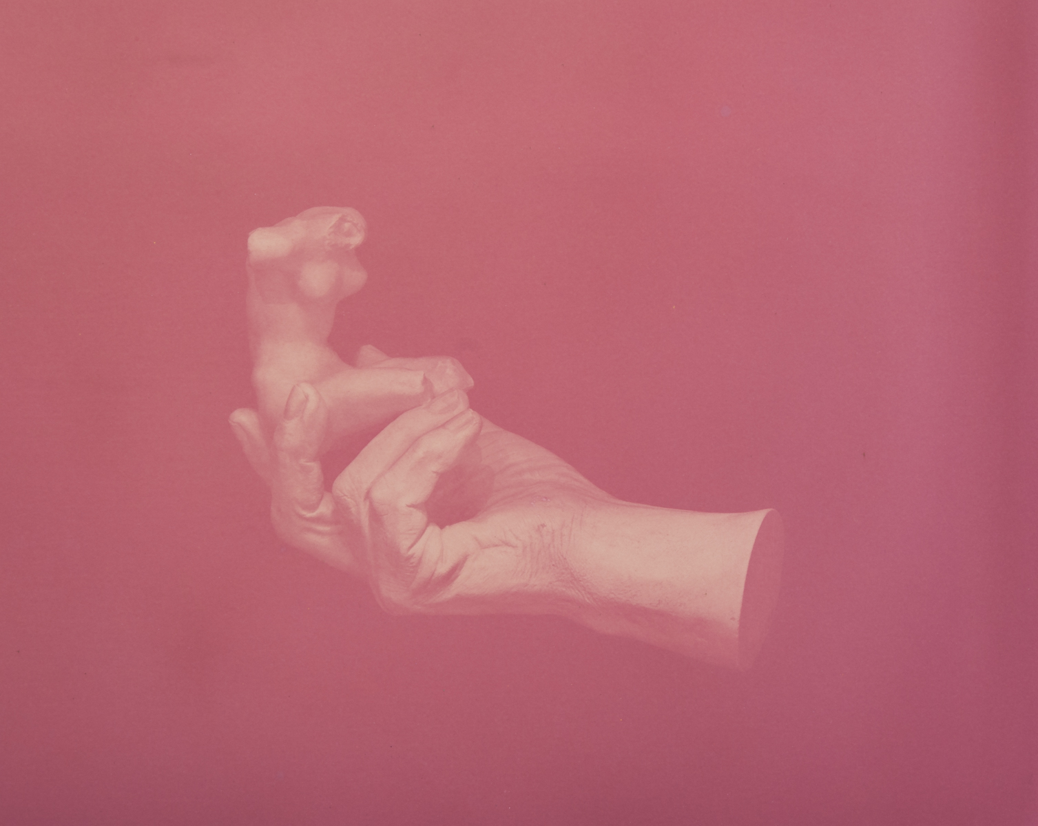    Hand of Rodin Holding a Torso  , 2016 Anthotype (faded amaranth dye on paper) 12 x 15 inches Ed: 3 + 2AP 