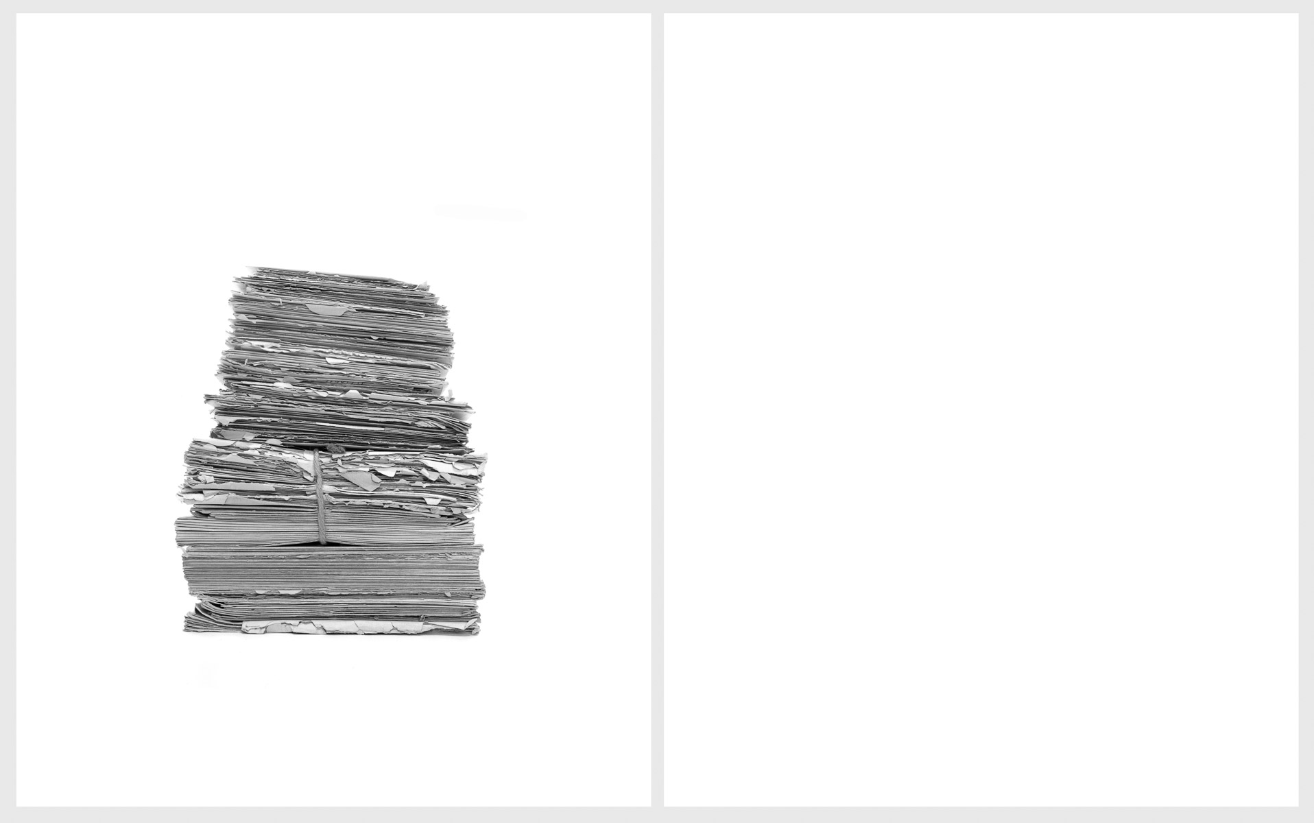    Love Letters   (diptych), 2014 Left:  All the letters she wrote to him  Right:  All the letters he wrote to her  Silver gelatin prints 24 x 20 inches each   