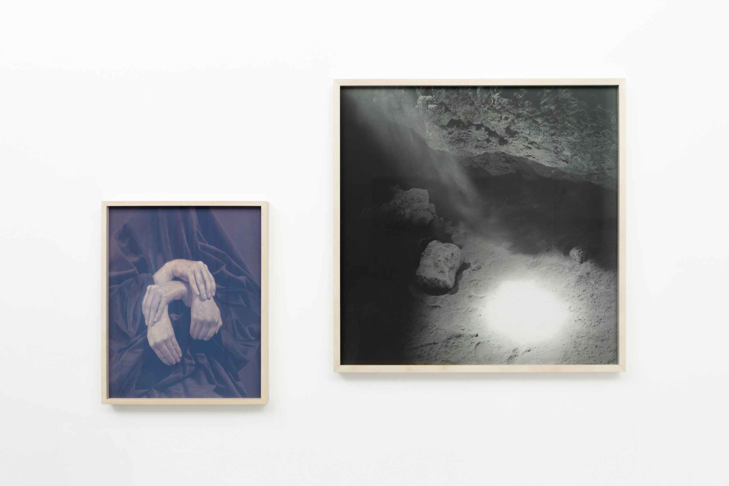   Hold Fast , Penumbra Foundation, New York  August - October 2021    Reproduction II   (left);     Cave II   (right) faded lichen dye on paper; silver gelatin print 20 x 16 inches; 29 x 29 inches 2021 