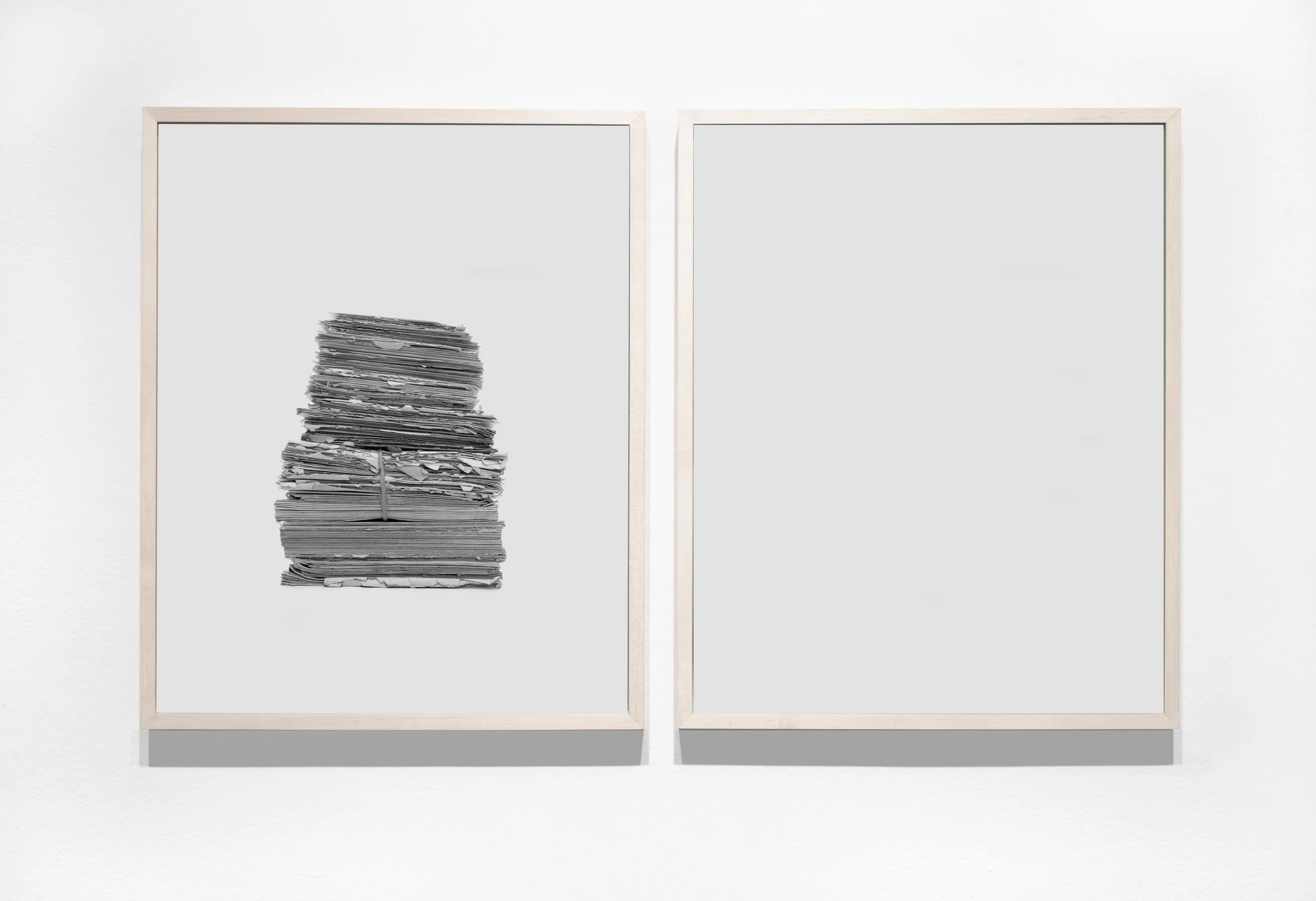 Love Letters (diptych), 2014 Left: All the letters she wrote to him Right: All the letters he wrote to her Silver gelatin prints 24 x 20 inches each