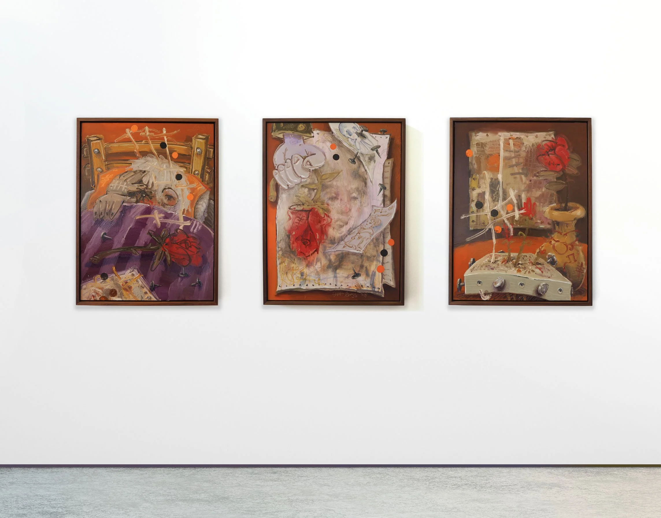 three oil paintings by Rhys Viorr at Rosetta exhibition at Jacky Winter Gallery in Melbourne Australia