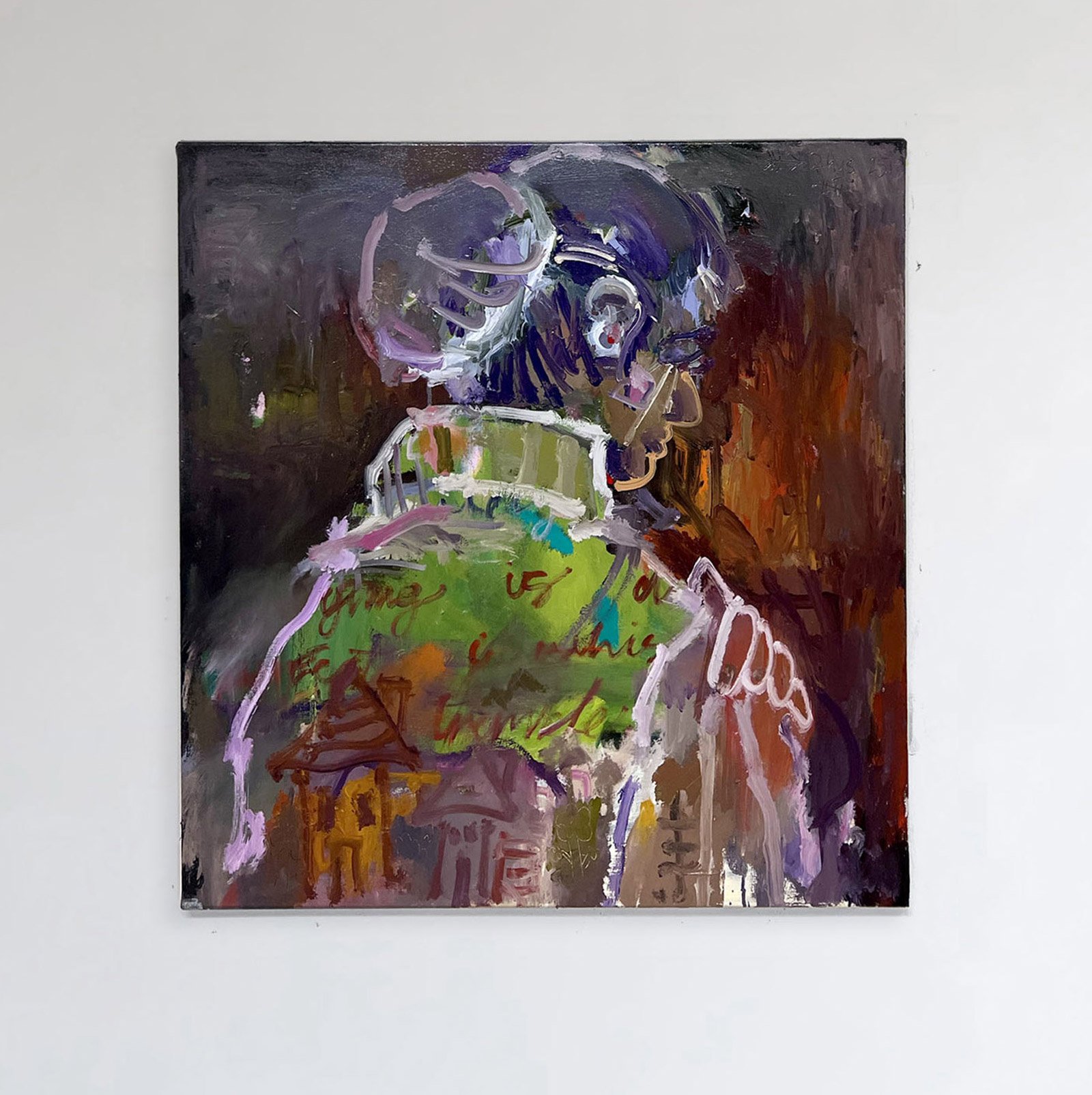 Rhys Viorr oil painting of the fire in an art gallery in tokyo, japan