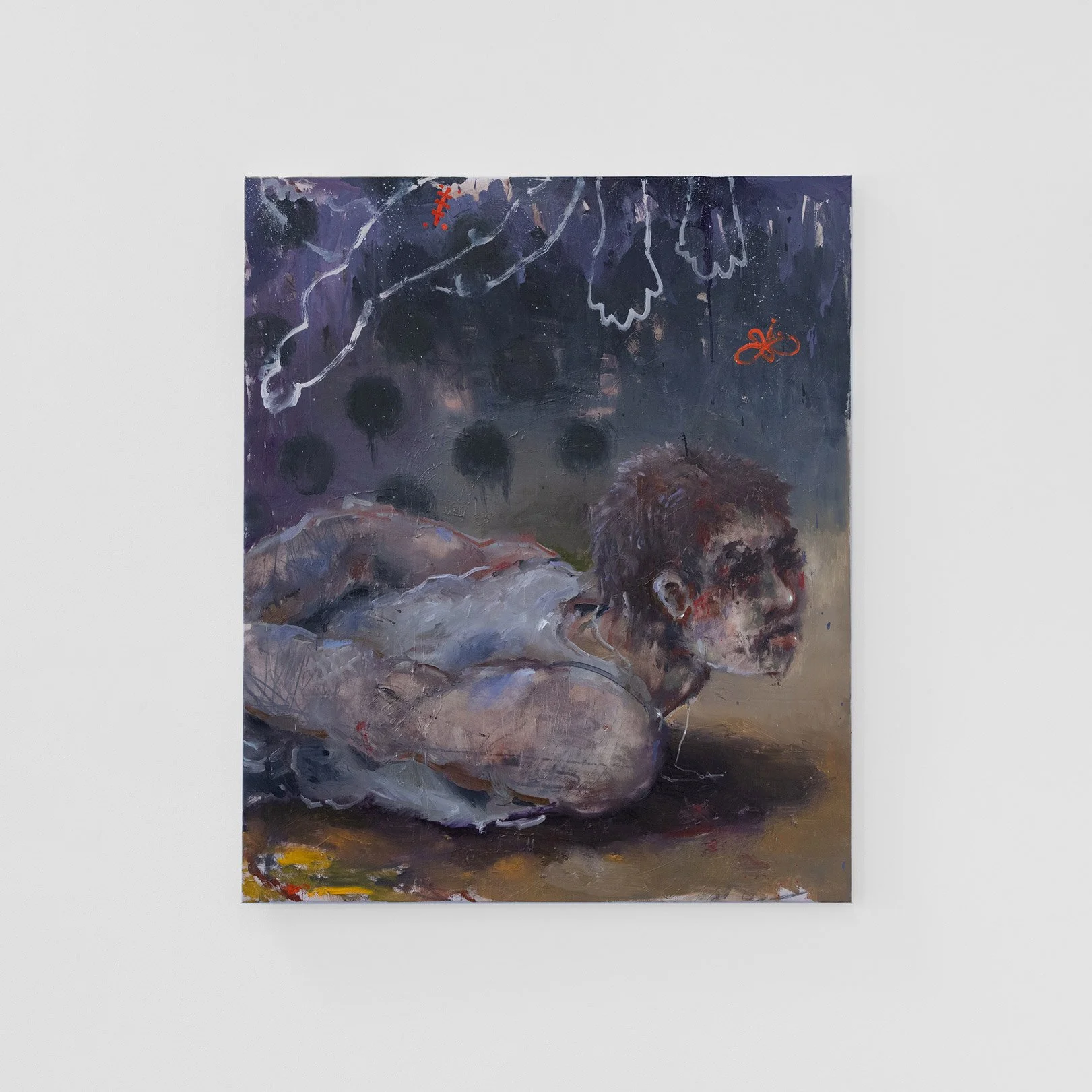 Rhys Viorr oil painting being arrested