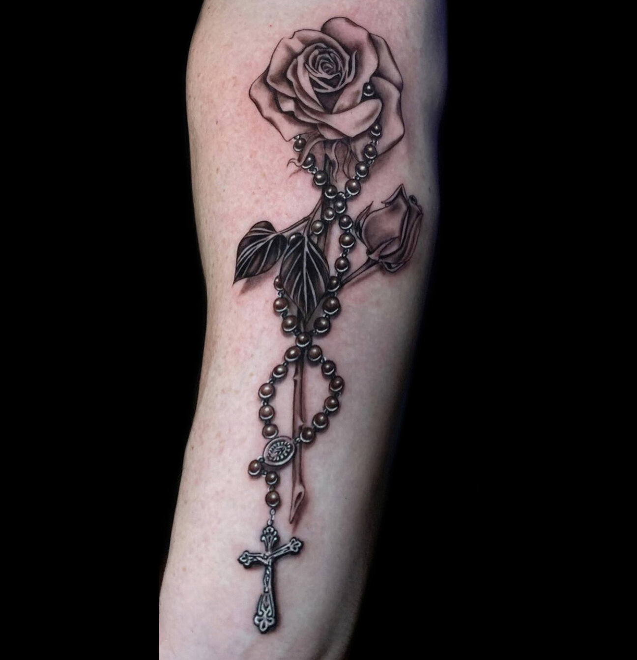 rosary around hand tattoo with roseTikTok Search
