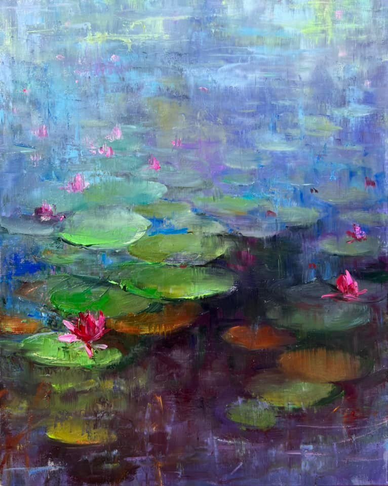 Just finished, off the canvas 24&rdquo;x30&rdquo; oil on canvas 
#oilpainting #waterlily #oiloncanvas #oilpainter #loosepainting