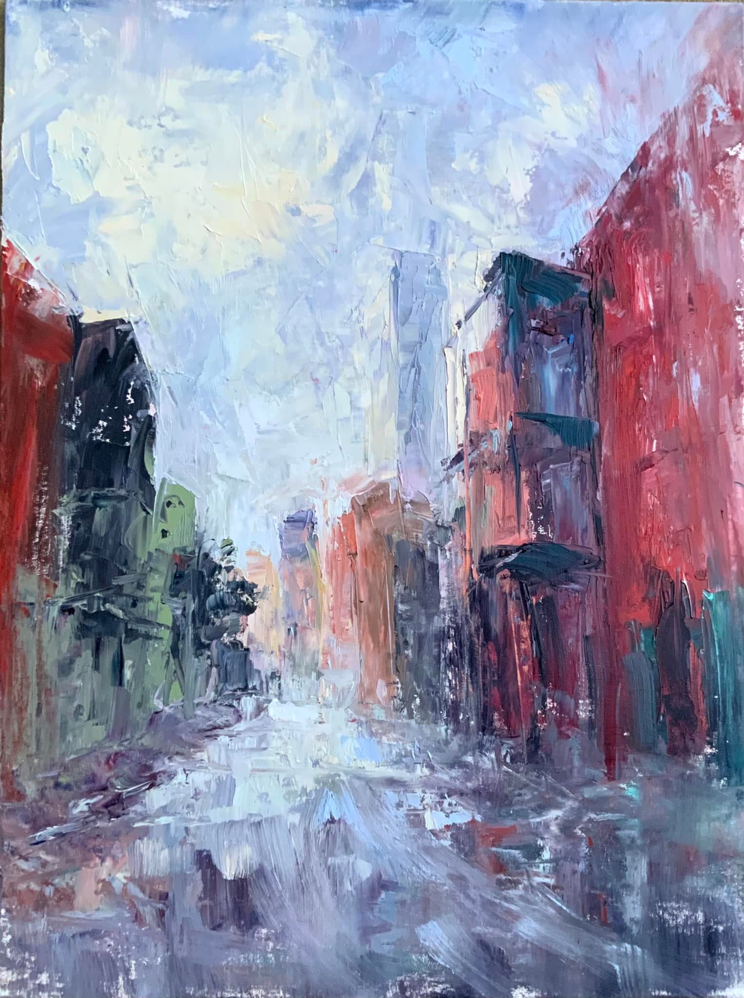 New Orleans. Painting with jazz. 12&rdquo;x16&rdquo; oil on canvas ⚜️🎼🎷
#loosebrushstrokes #cityscape #neworleans #nola #oilpainting #oilpainting #cityscapepainting #oiloncanvas #aau_fine_art #paintingwithjazz #louisiana #louisianaartists #neworlea