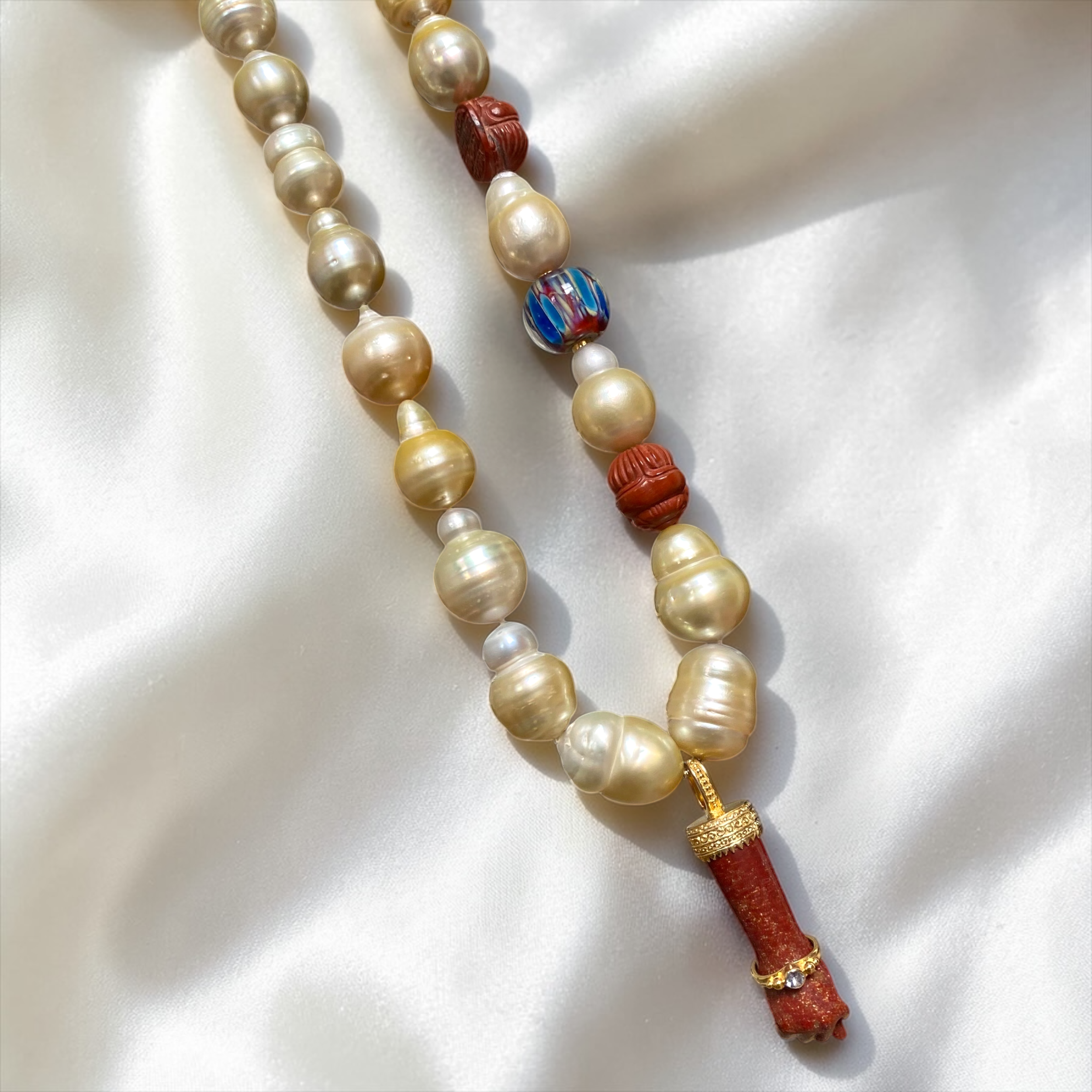 By Danilova, Extra Large White Pearl, Jasper & Sapphire Pendant Necklace18.PNG