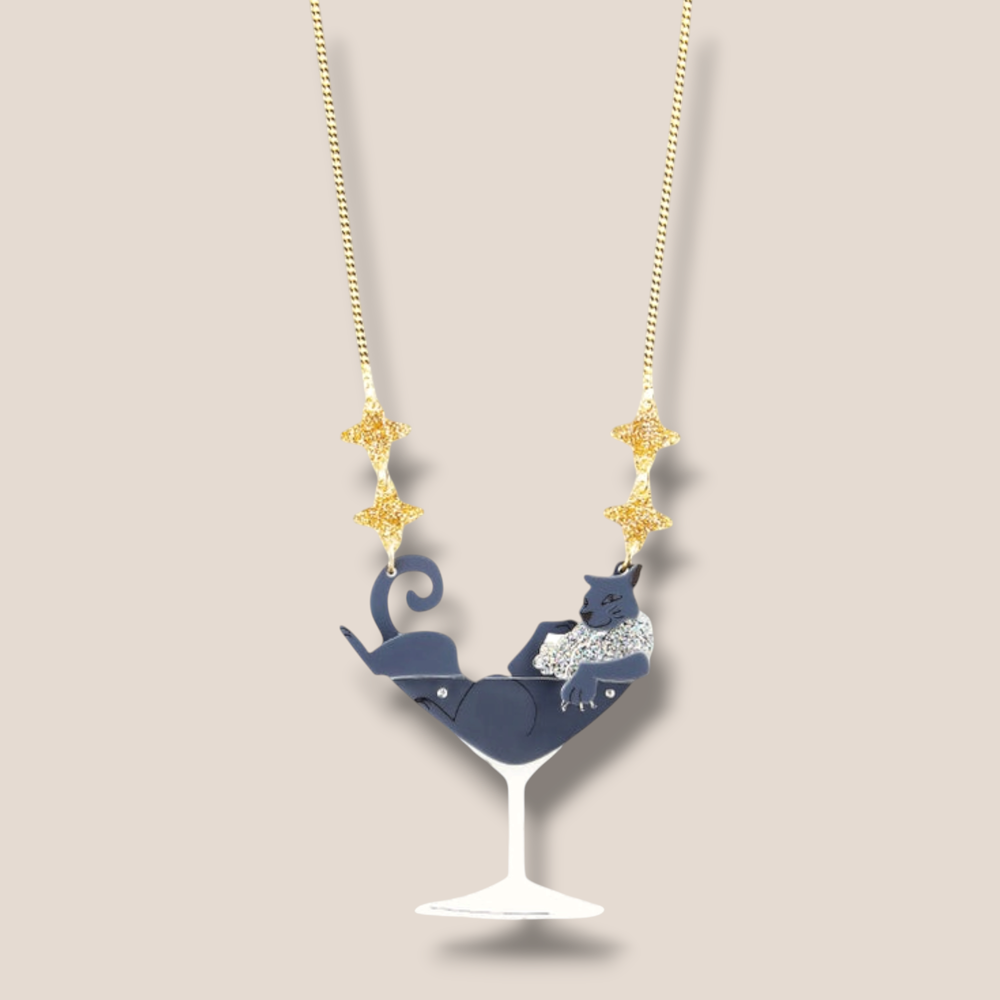 La Vidriola, Luxurious Feline Glass, Acrylic Necklace