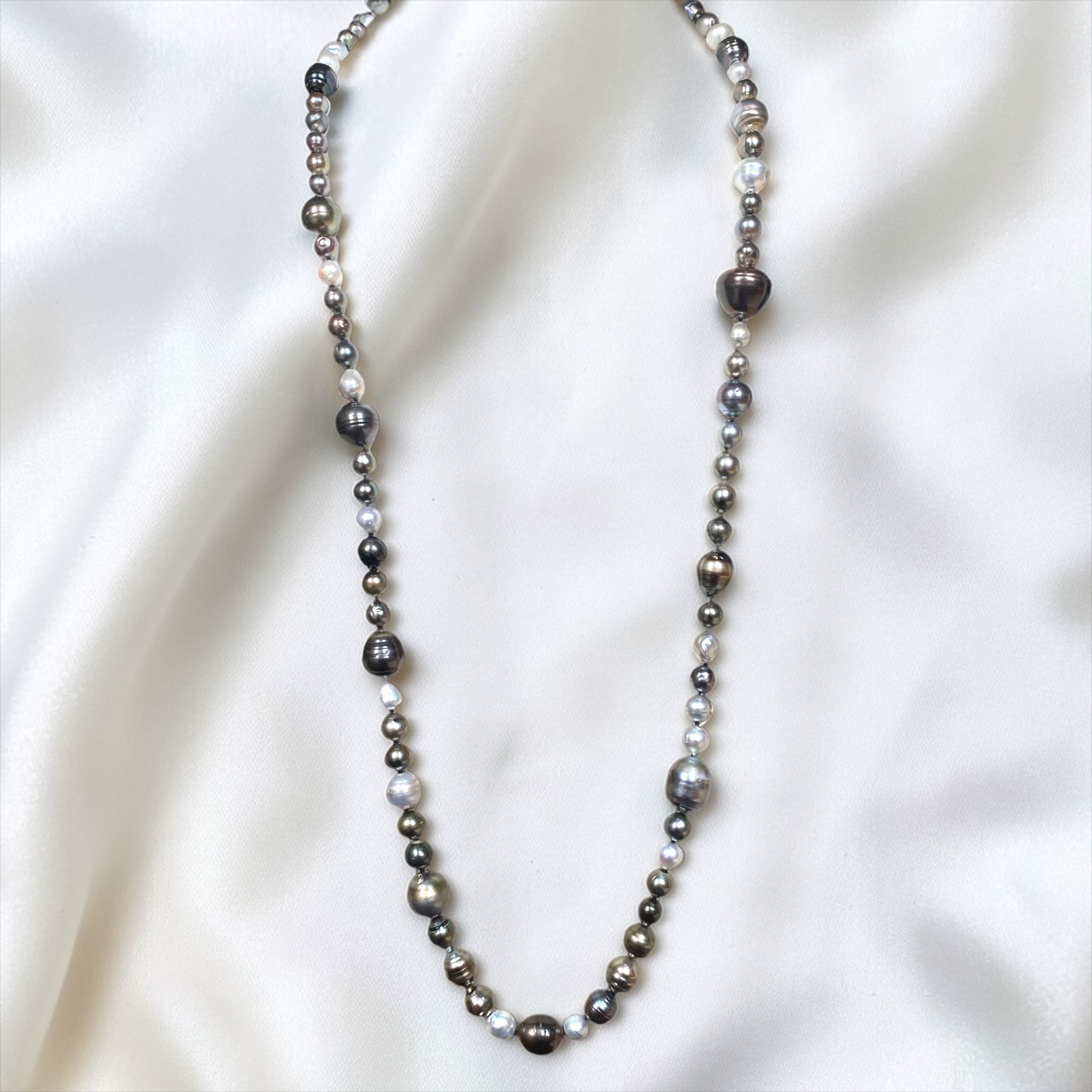 By Danilova, Baroque Multi Peacock Pearl, Rope Length Necklace