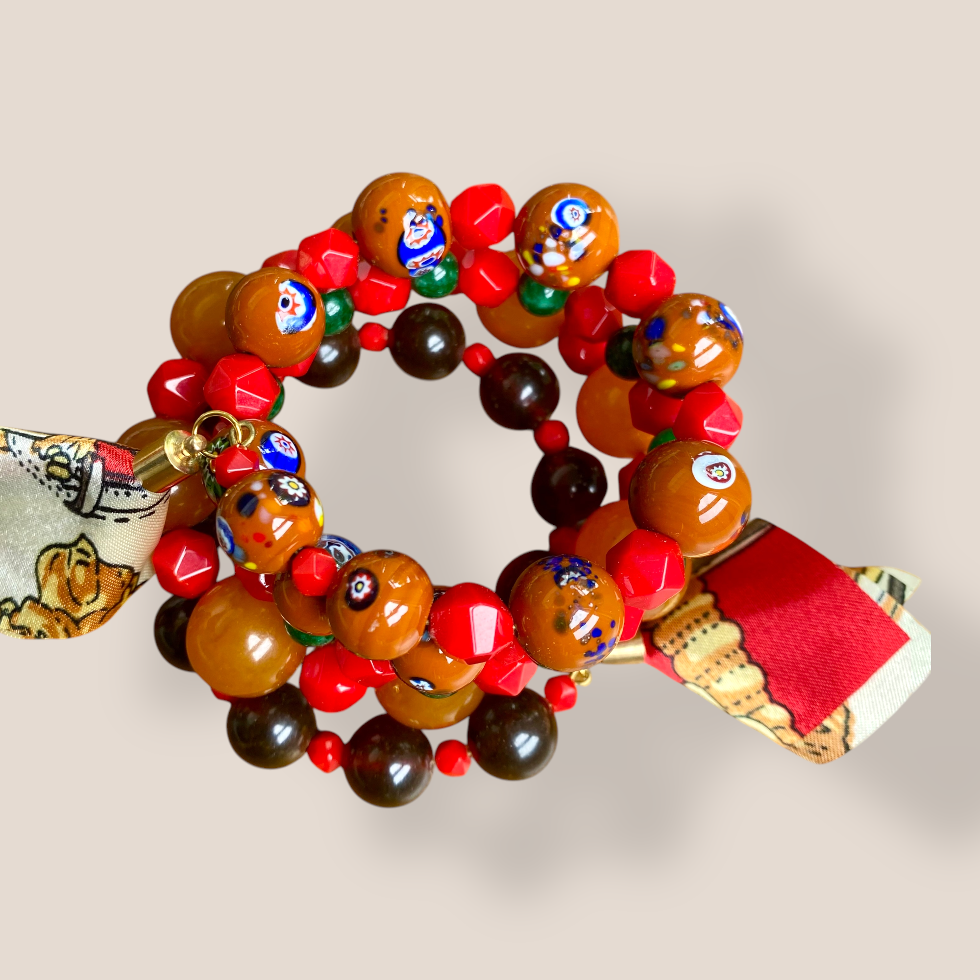 By Danilova, Vintage Multi-Bead, Coil Wrap Spiral Bracelet30.PNG