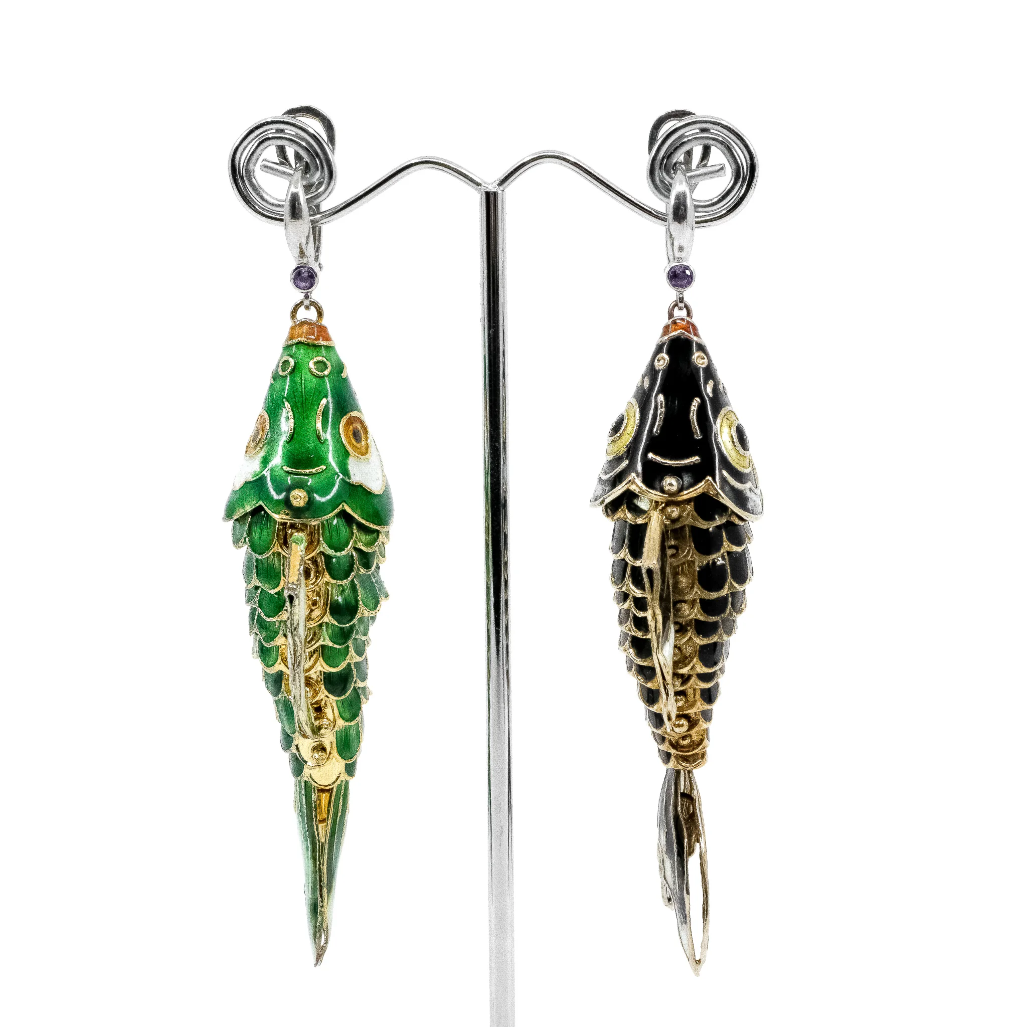 Vintage Chinoiserie Mismatched Fish Earrings