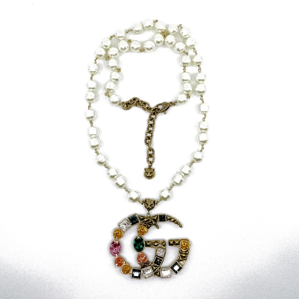 Pearl Pendant Necklace Gucci Pearl Necklaces Crystal Necklace