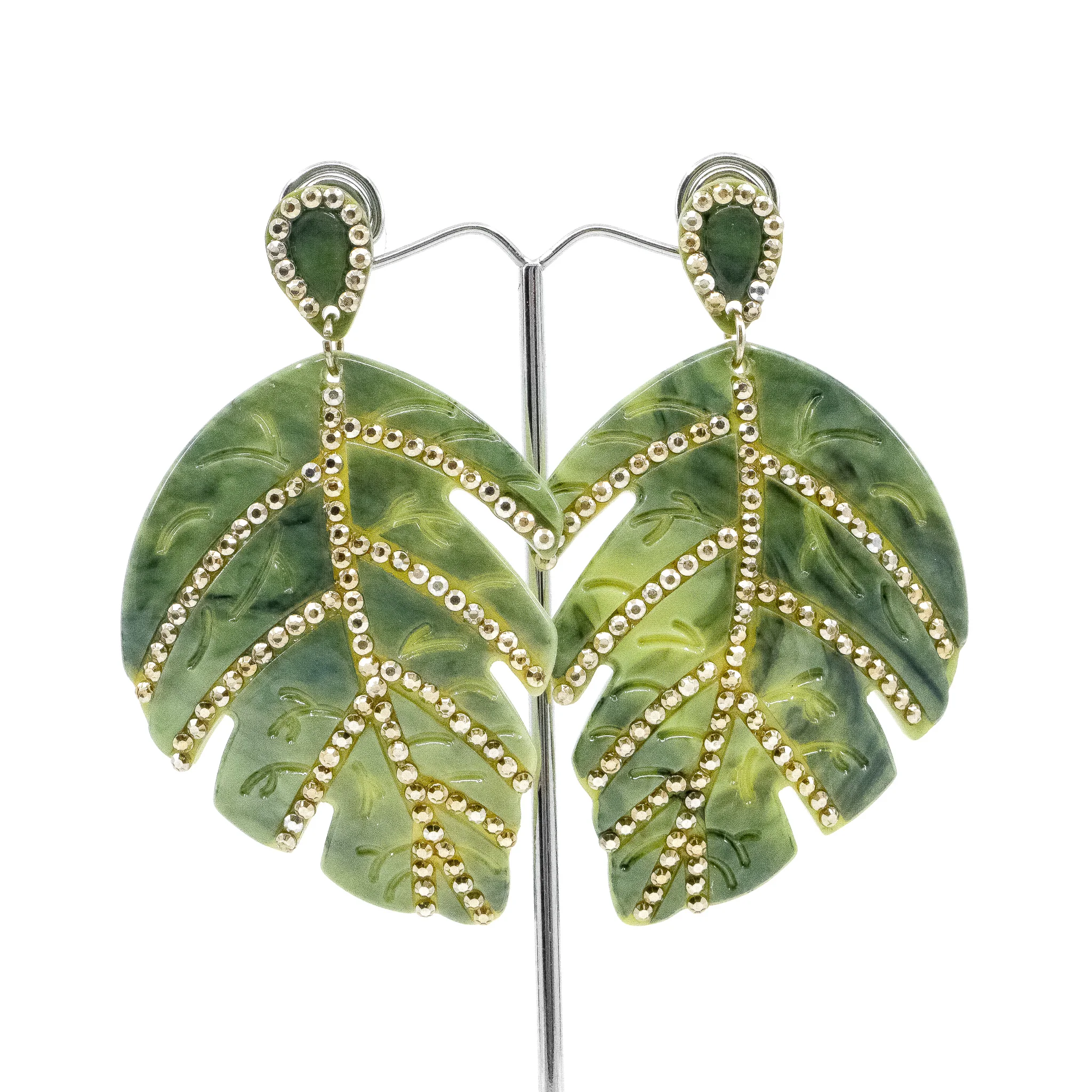 Designer Replica Green Leaf Earrings