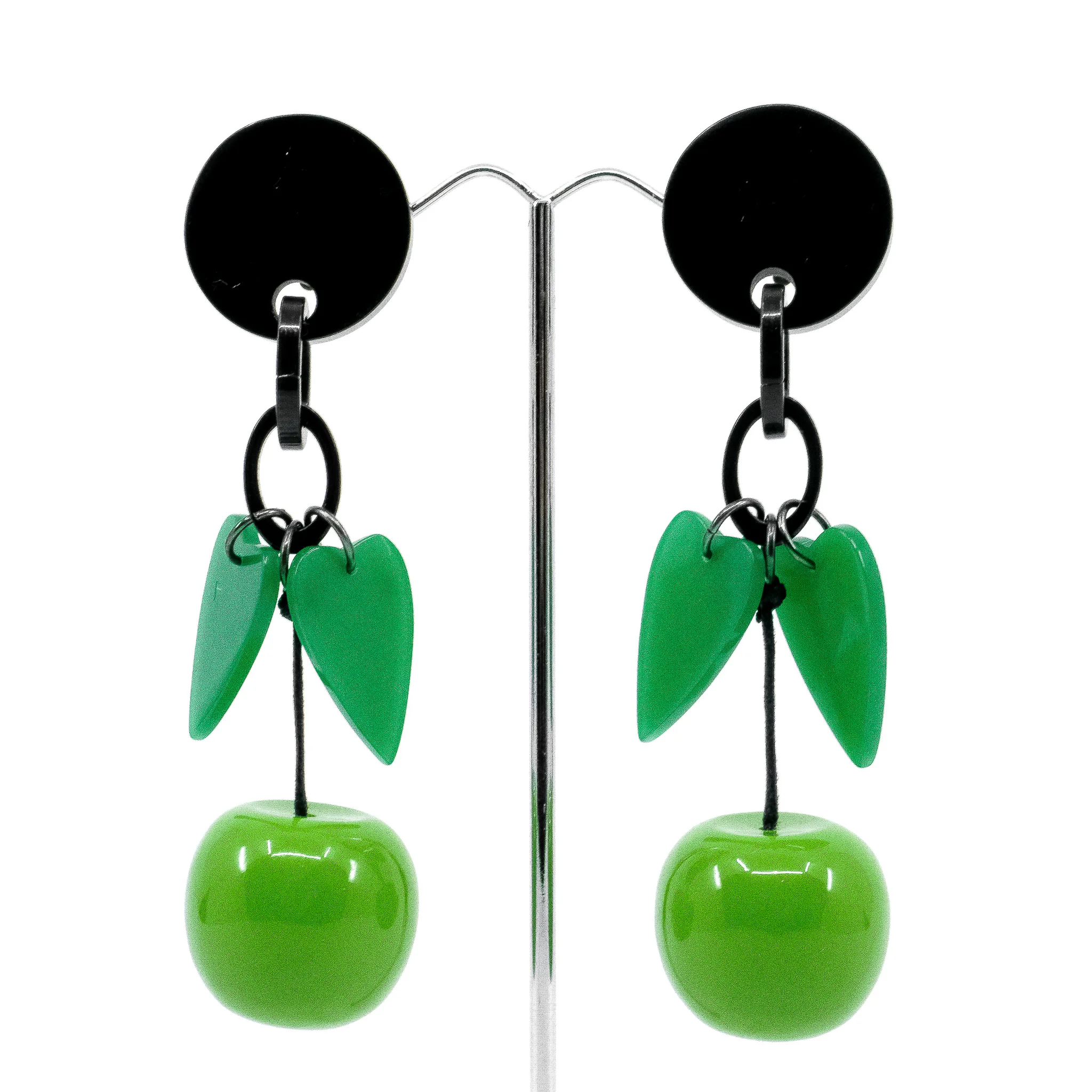 Bakelite Replica Green Apple Clip-on Earrings