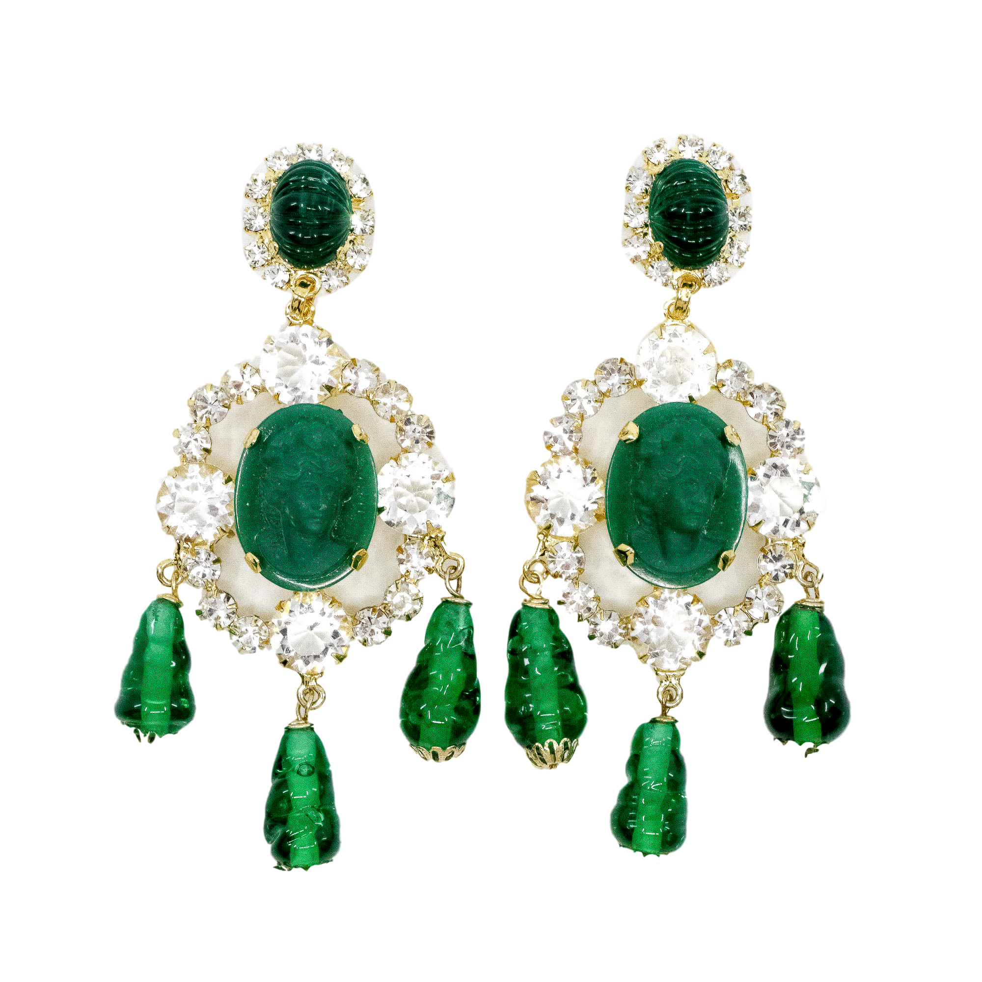 Moans Couture Royal Emerald Clip-on Earrings 
