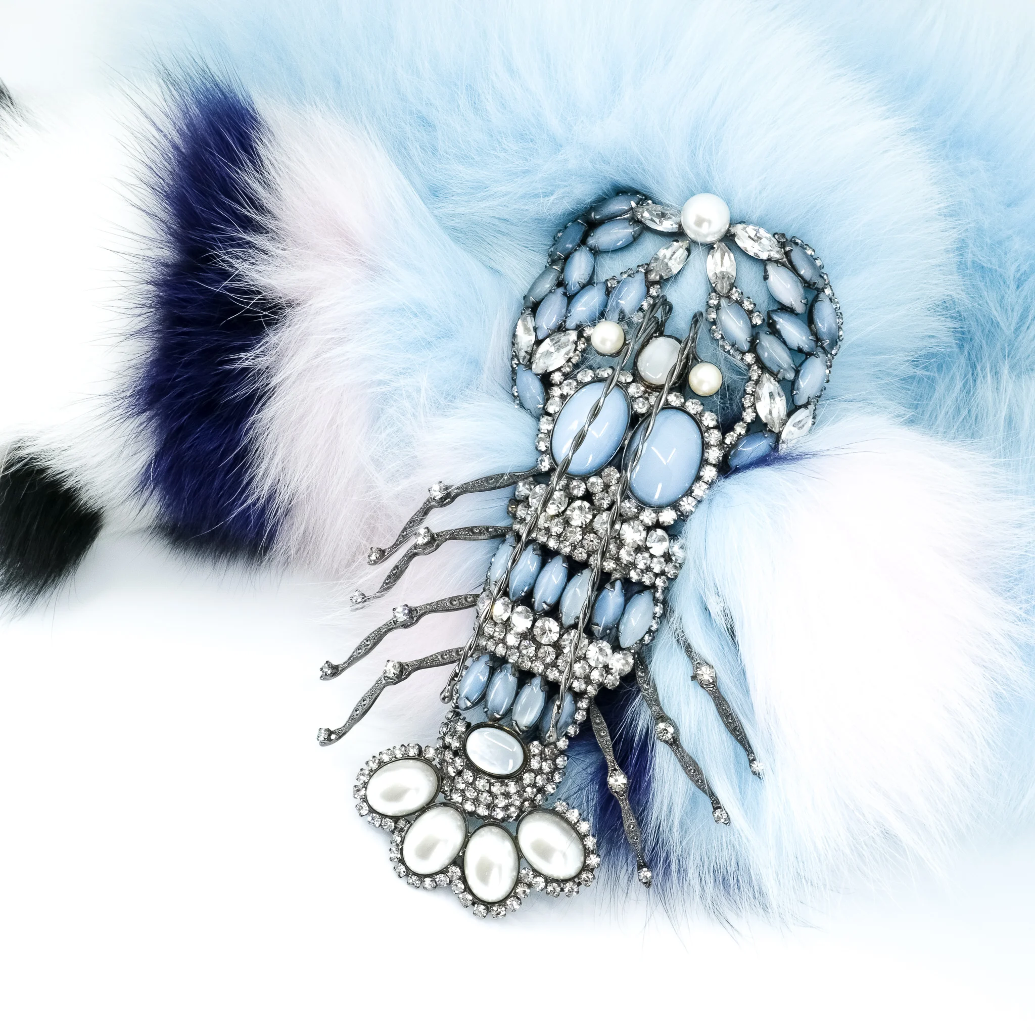 Fur Scarf with Moans Couture Lobster brooch