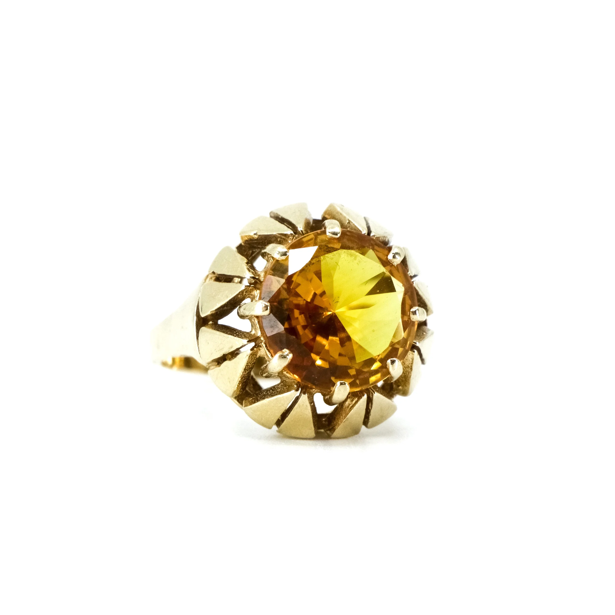 Art-deco, 5K Yellow Topaz and 14K Gold, Vintage Ring