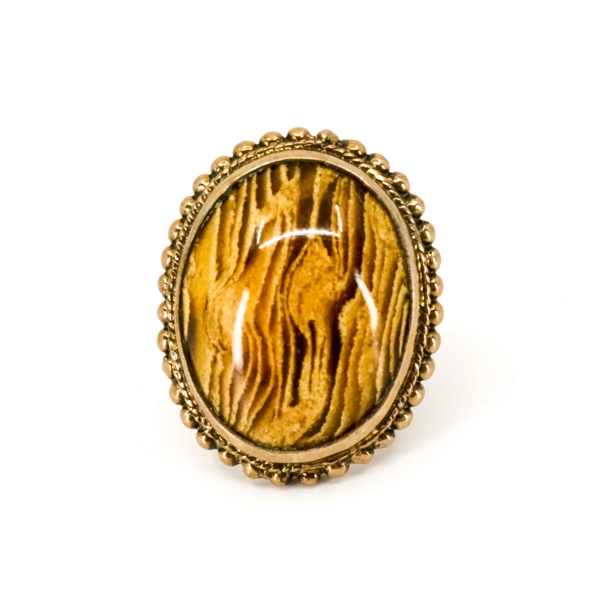 Stephen Dweck Agate Tiger Eye Cocktail Ring