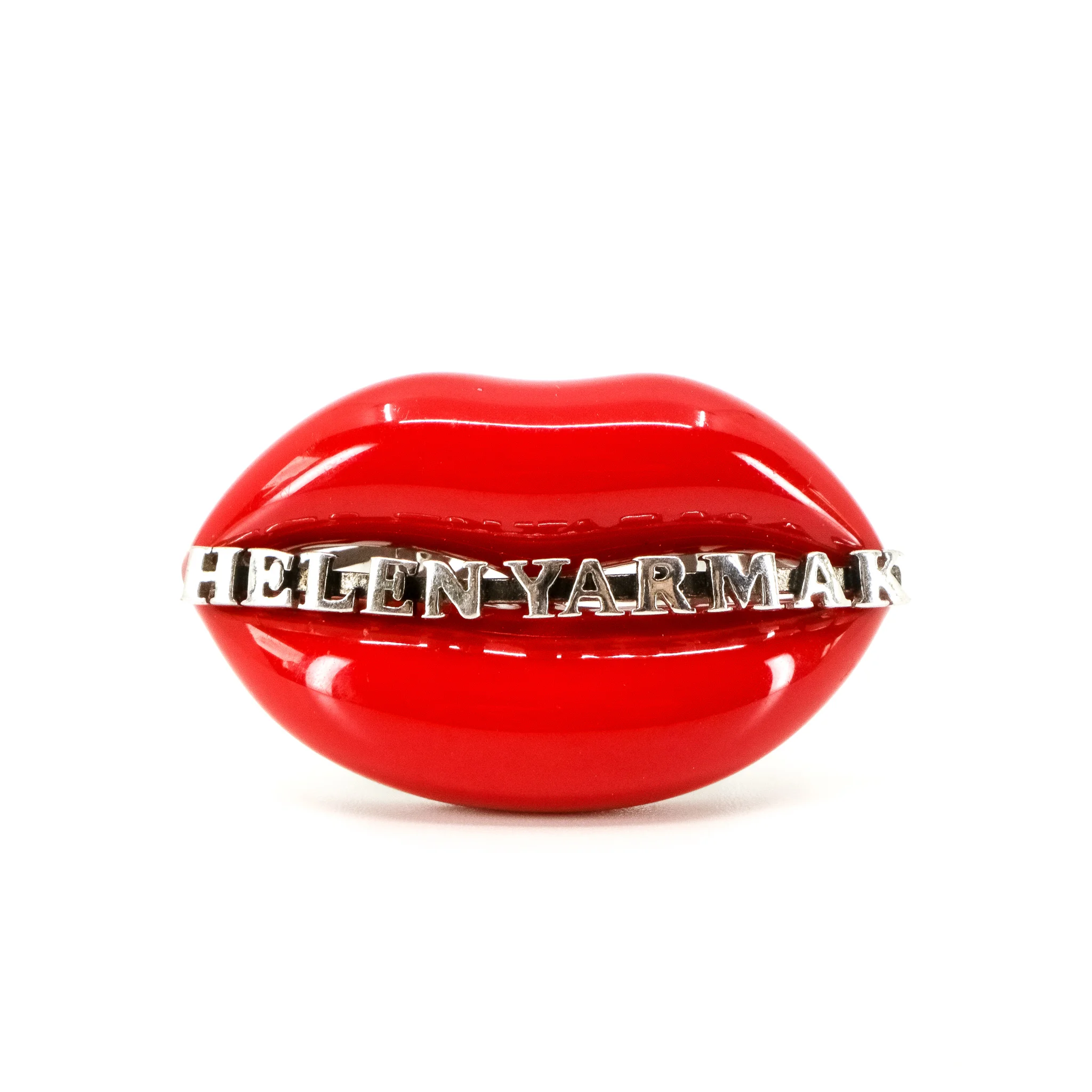 Helen Yarmak Red Ceramic Lips Cocktail Ring