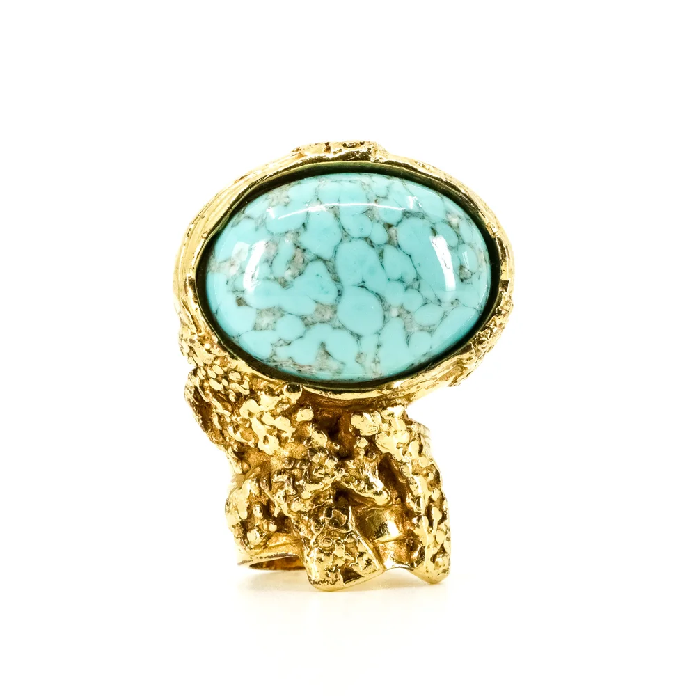 Yves Saint Laurent Arty Oval Ring in Turquoise Blue — Danilova 