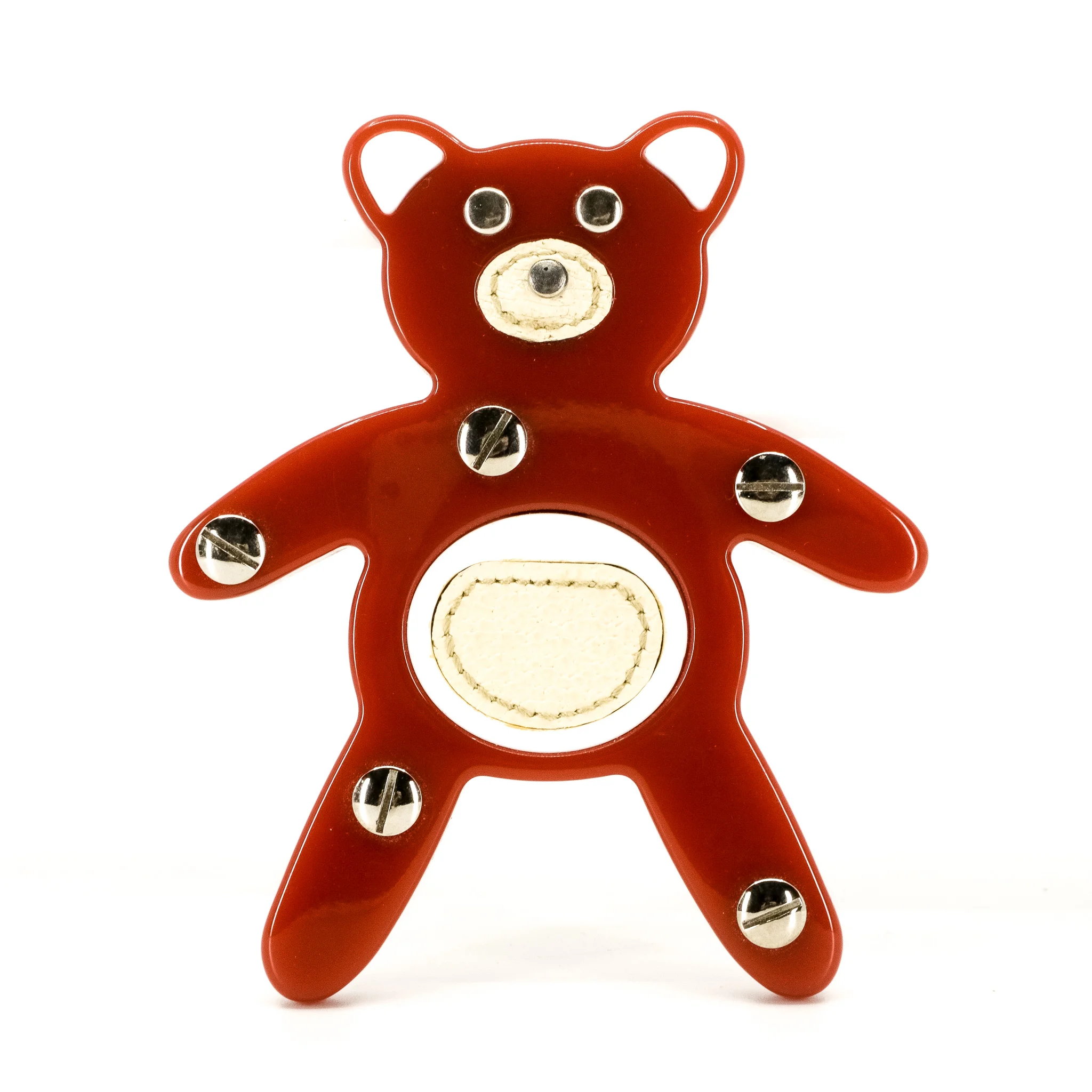 Prada Resin and Leather Bear Brooch