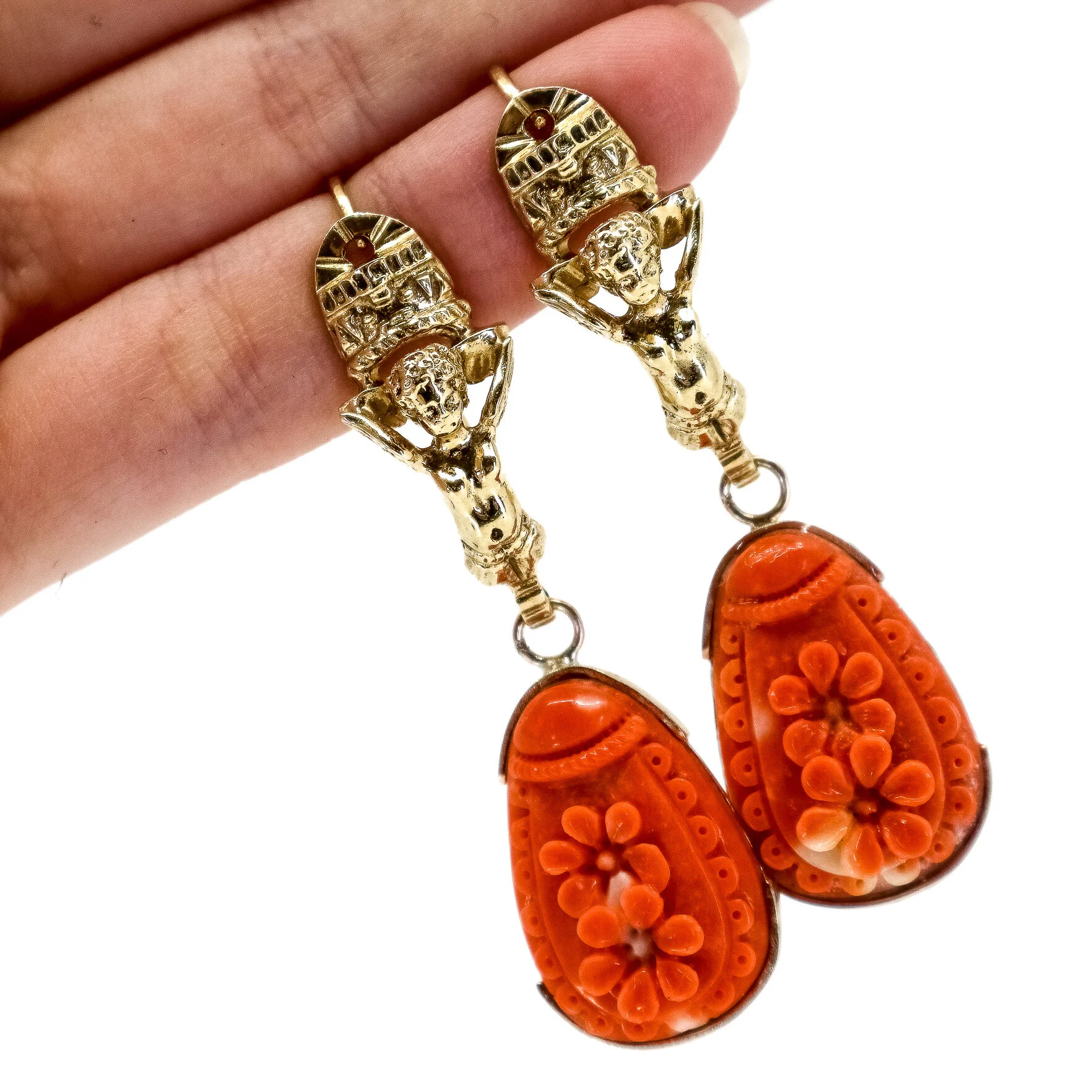 Coral Floral Kanephoros Earrings