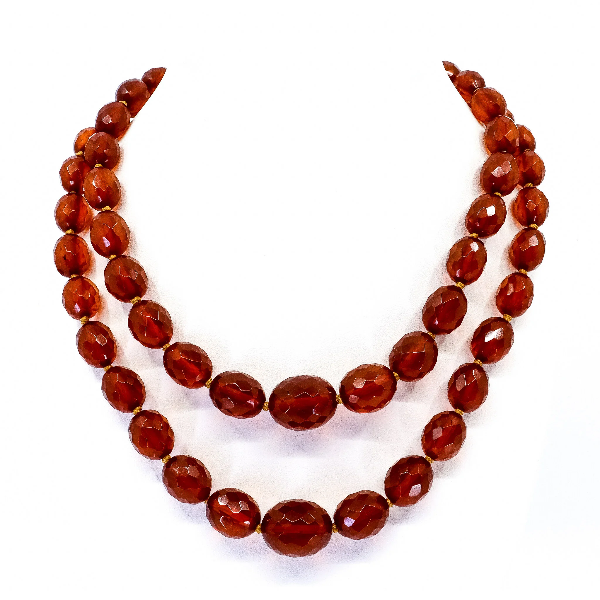 Faceted Amber, Graduated 2-Tier Necklace