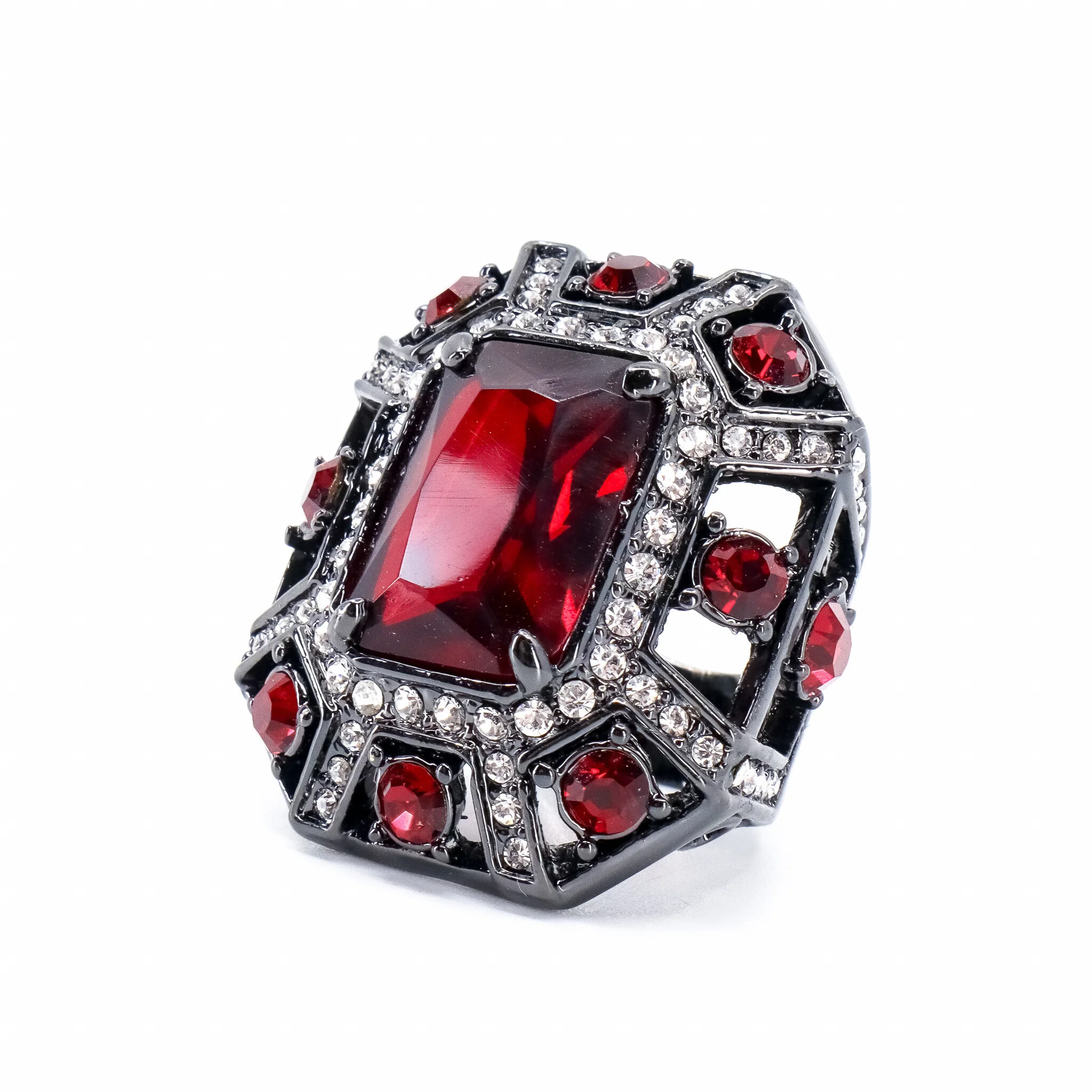 Vintage, Cocktail Red Glass Ring