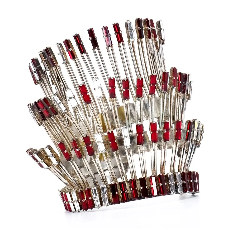 Vintage, Red and Silver Tassel Cuff