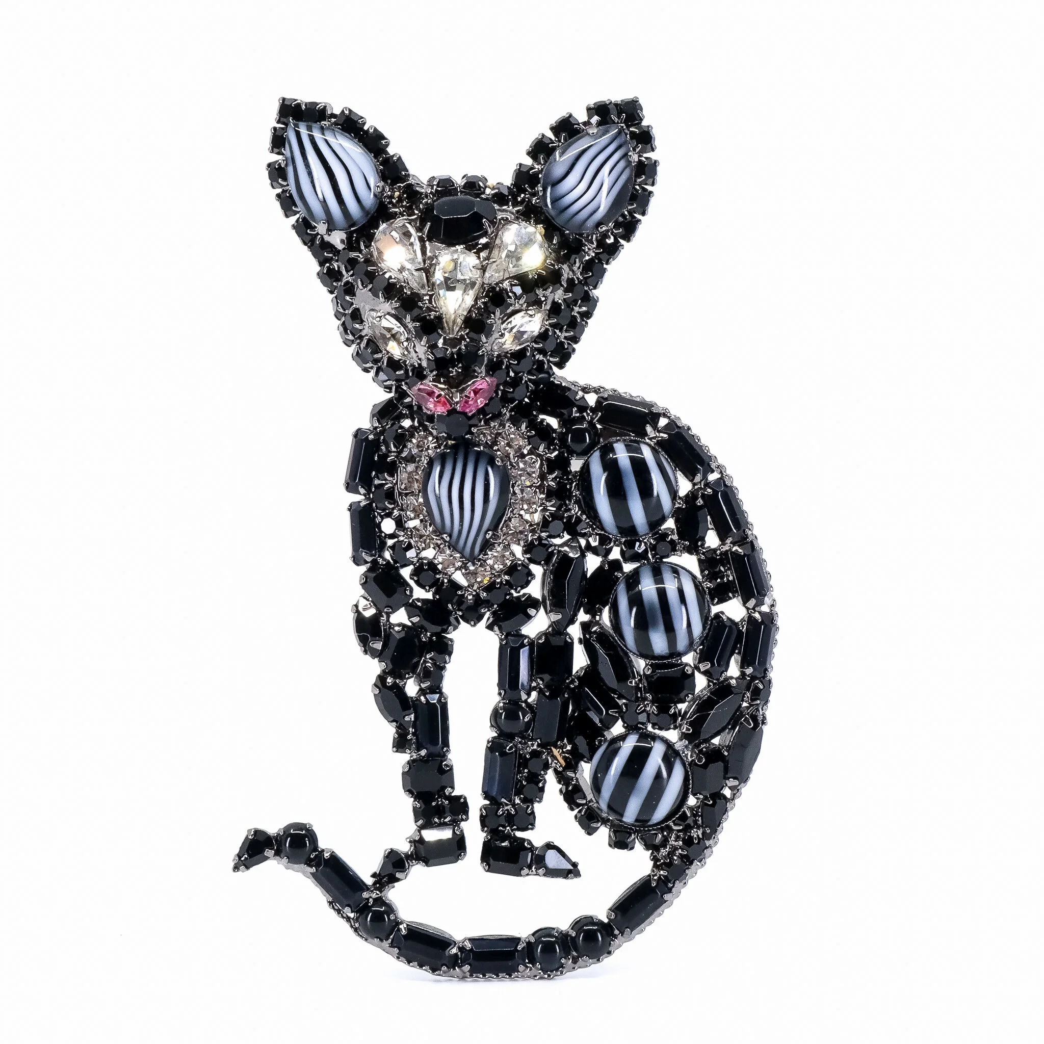 Moans Couture, Jet Black Crystal Cat Pin