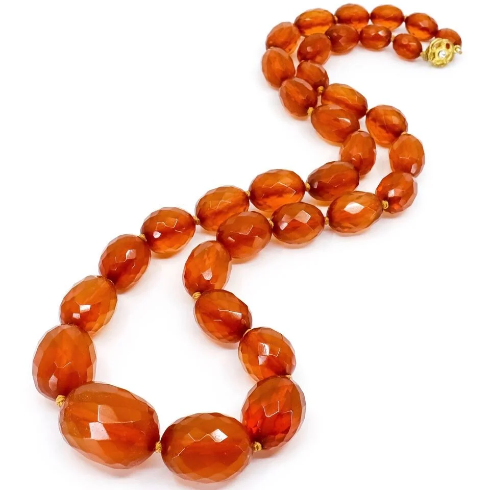 Vintage, Faceted and Graduated Amber Necklace